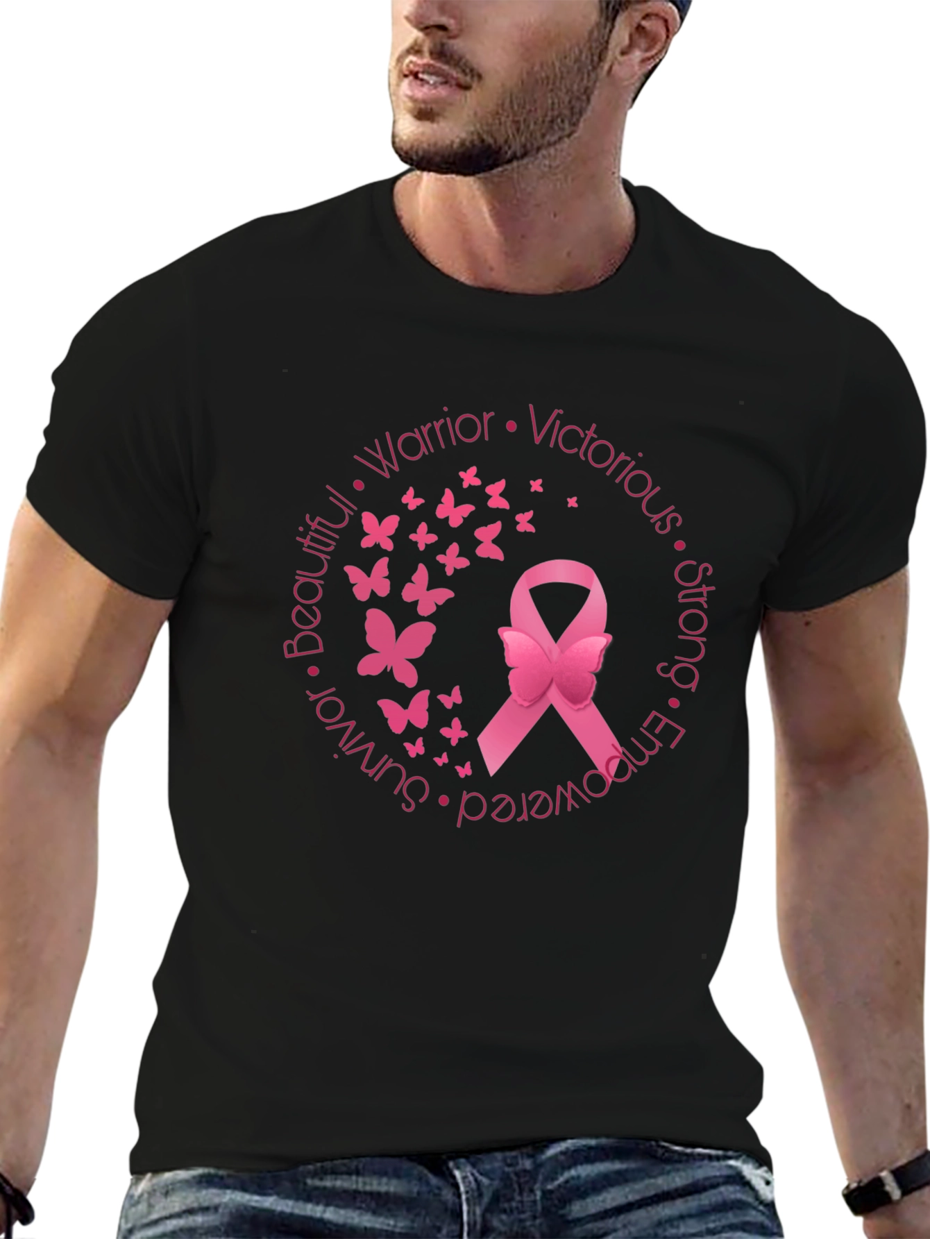 Breast Cancer Awareness Ribbon Butterfly T-Shirt