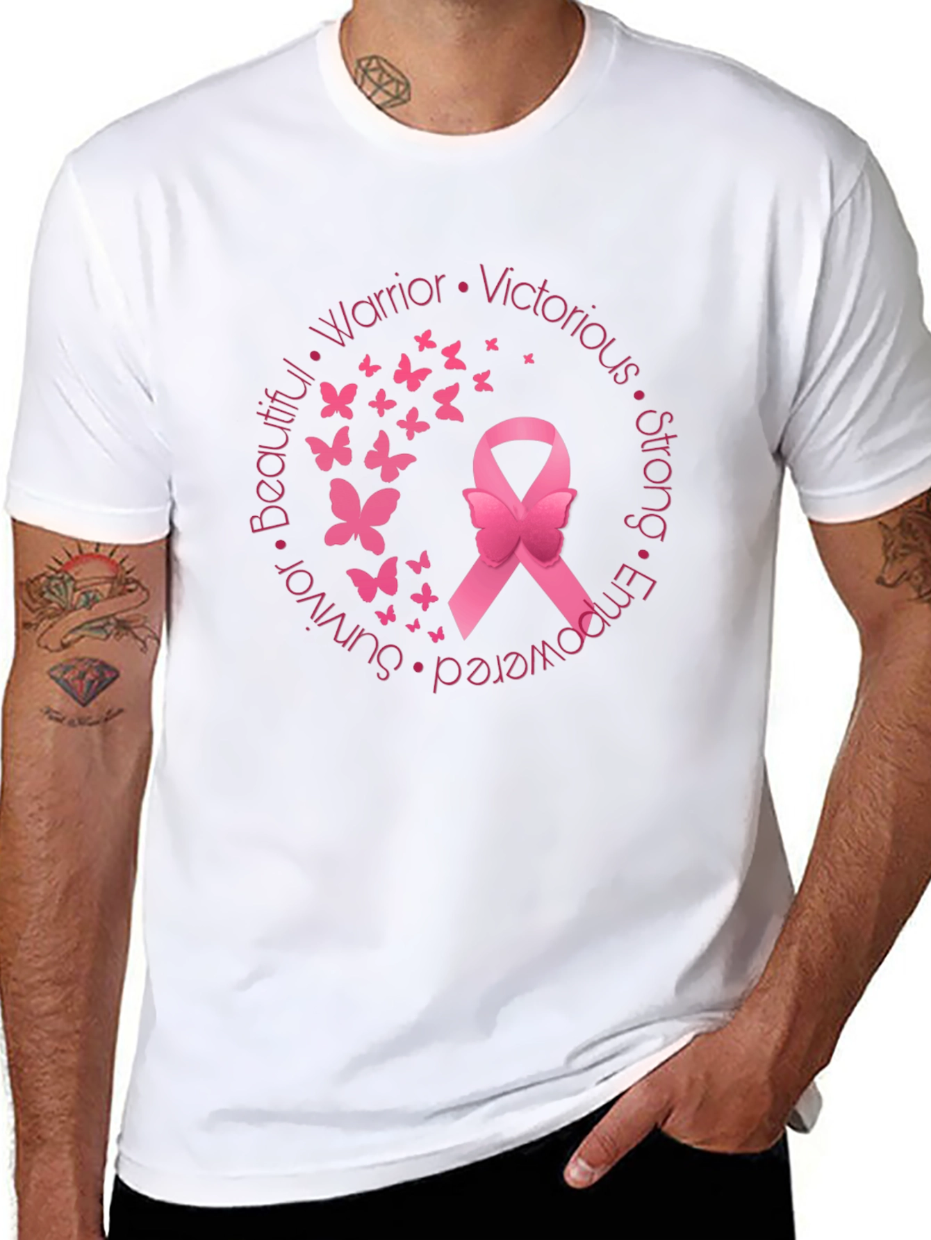 Breast Cancer Awareness Ribbon Butterfly T-Shirt