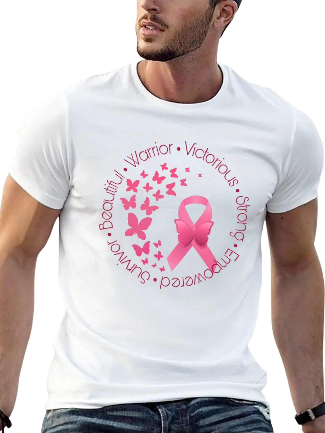 Breast Cancer Awareness Ribbon Butterfly T-Shirt