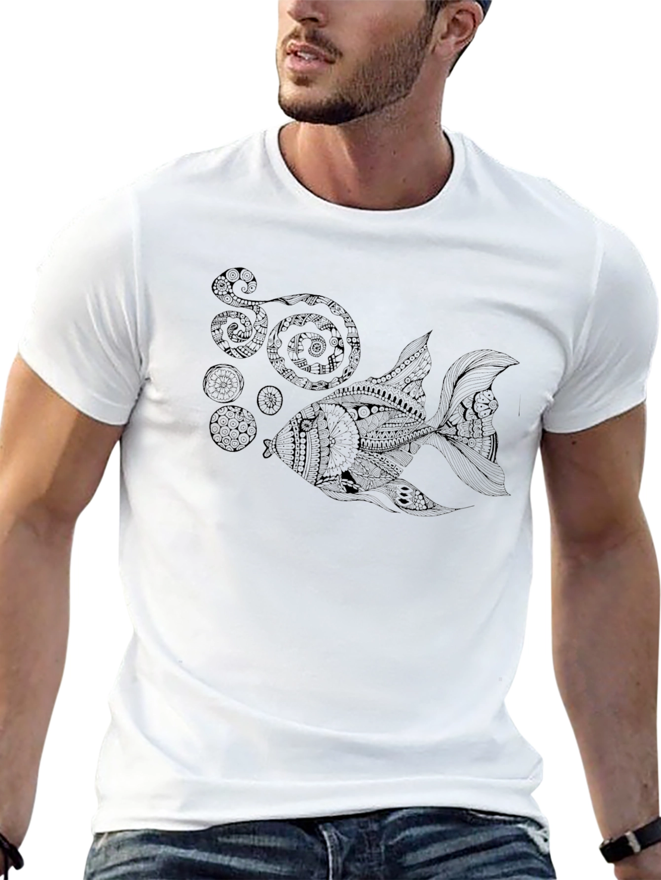 Abstract Goldfish Graphic T-Shirt - Black