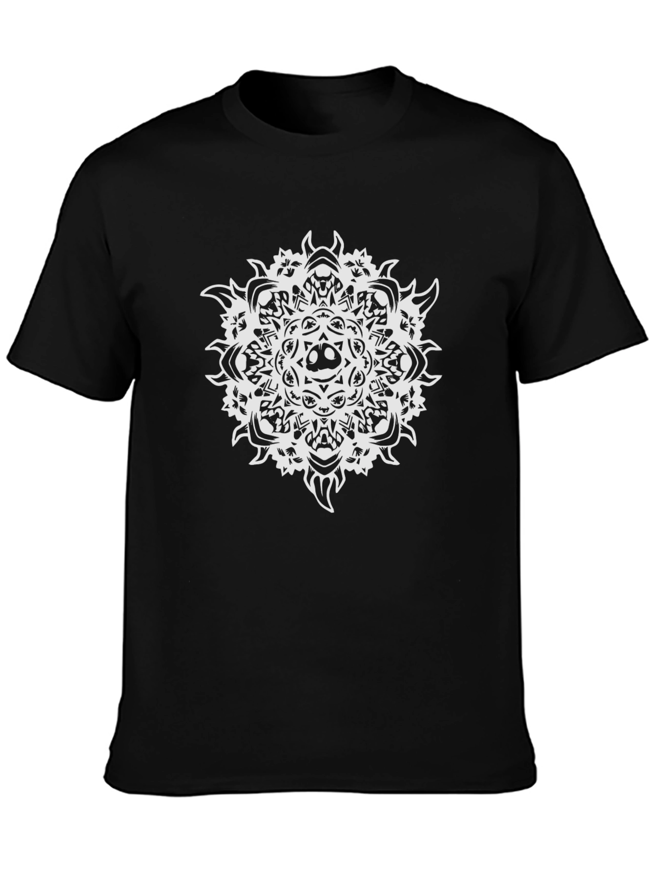 Skull Mandala Graphic Tee - Black Cotton T-Shirt