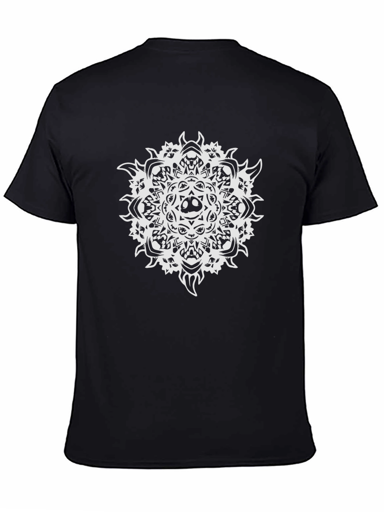 Skull Mandala Graphic Tee - Black Cotton T-Shirt