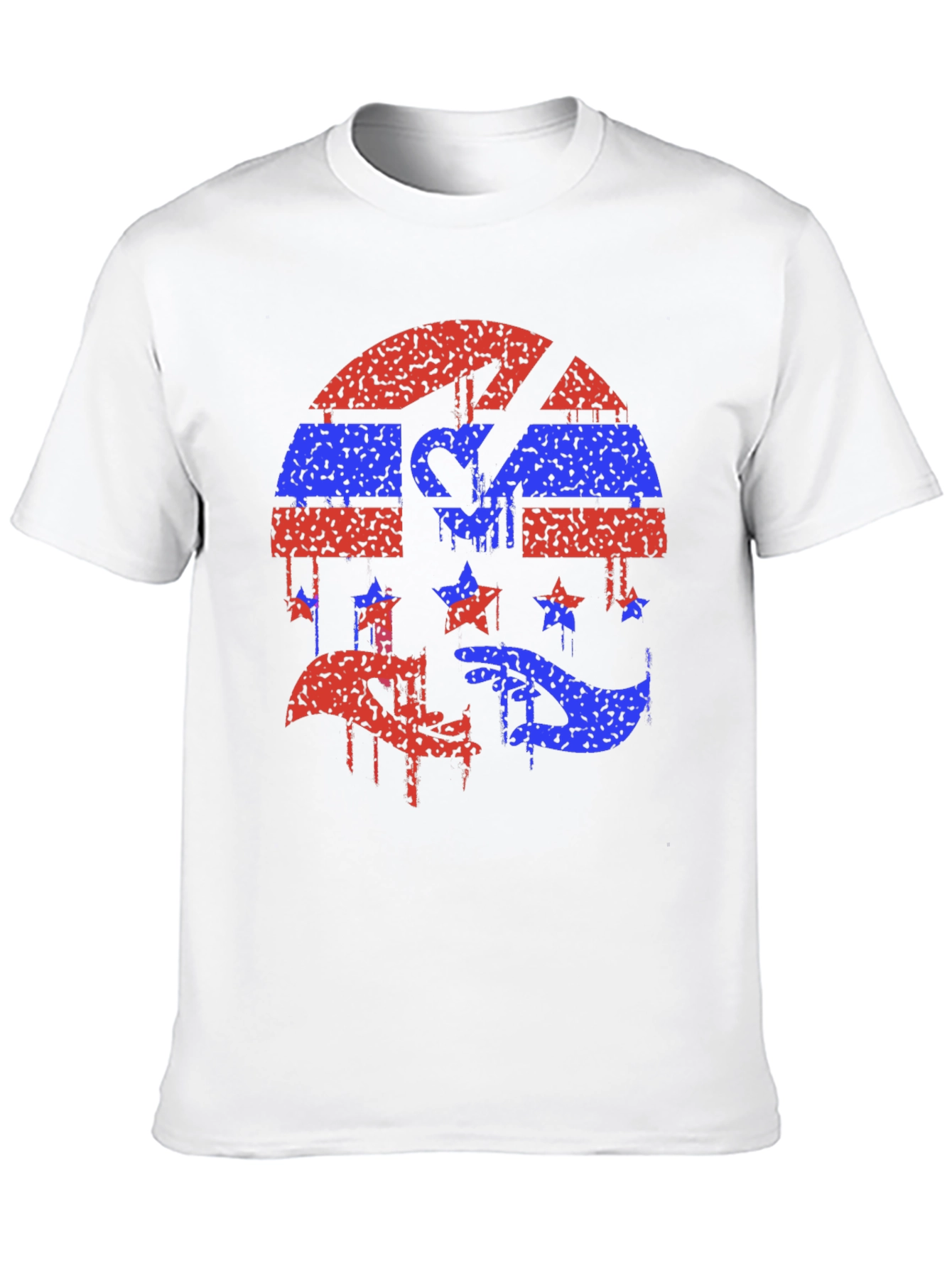 Red and Blue Grunge Graphic Black Tee