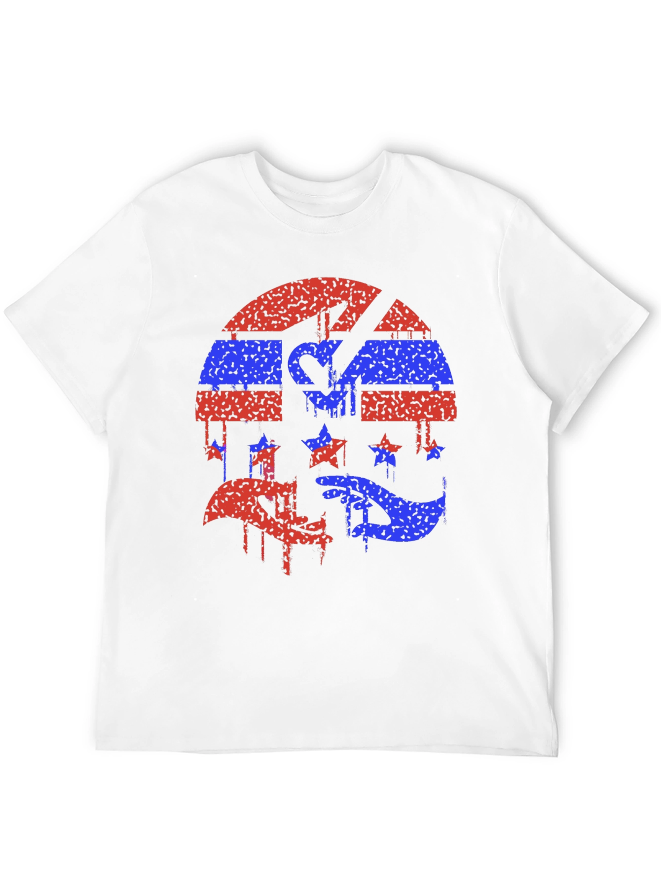 Red and Blue Grunge Graphic Black Tee