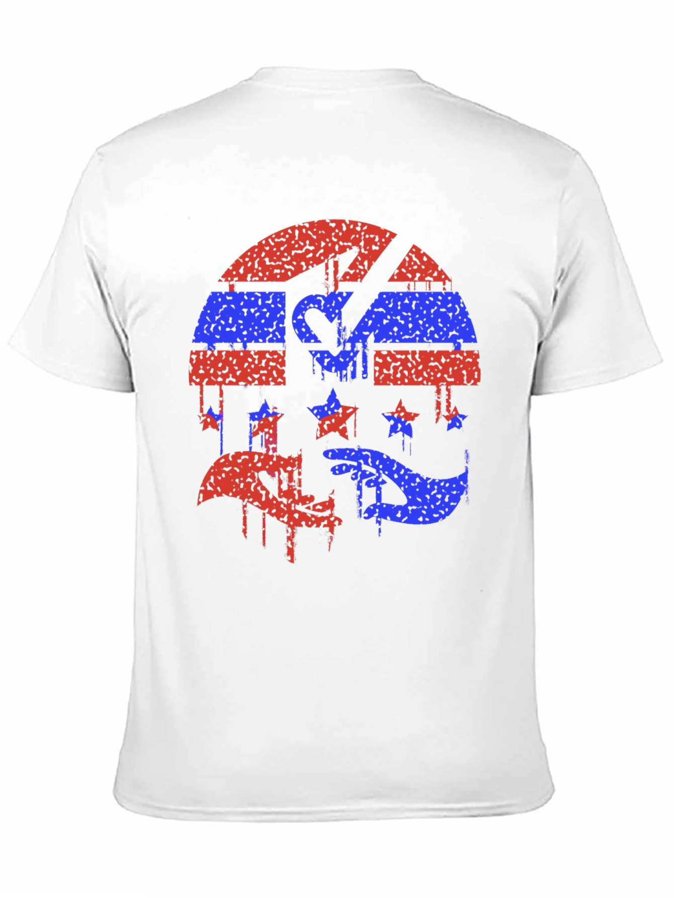 Red and Blue Grunge Graphic Black Tee