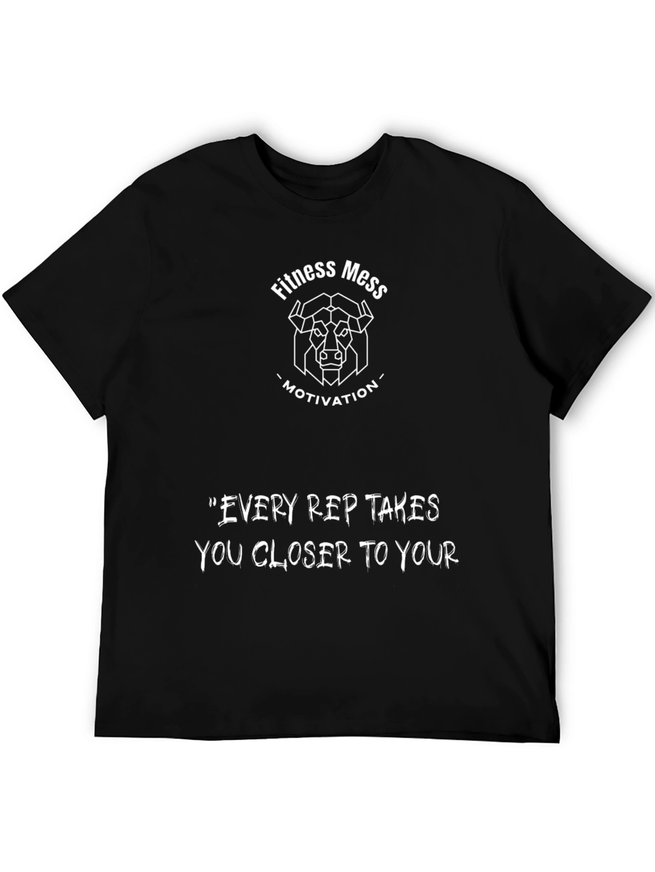 Fitness Mess Motivational Black Graphic T-Shirt