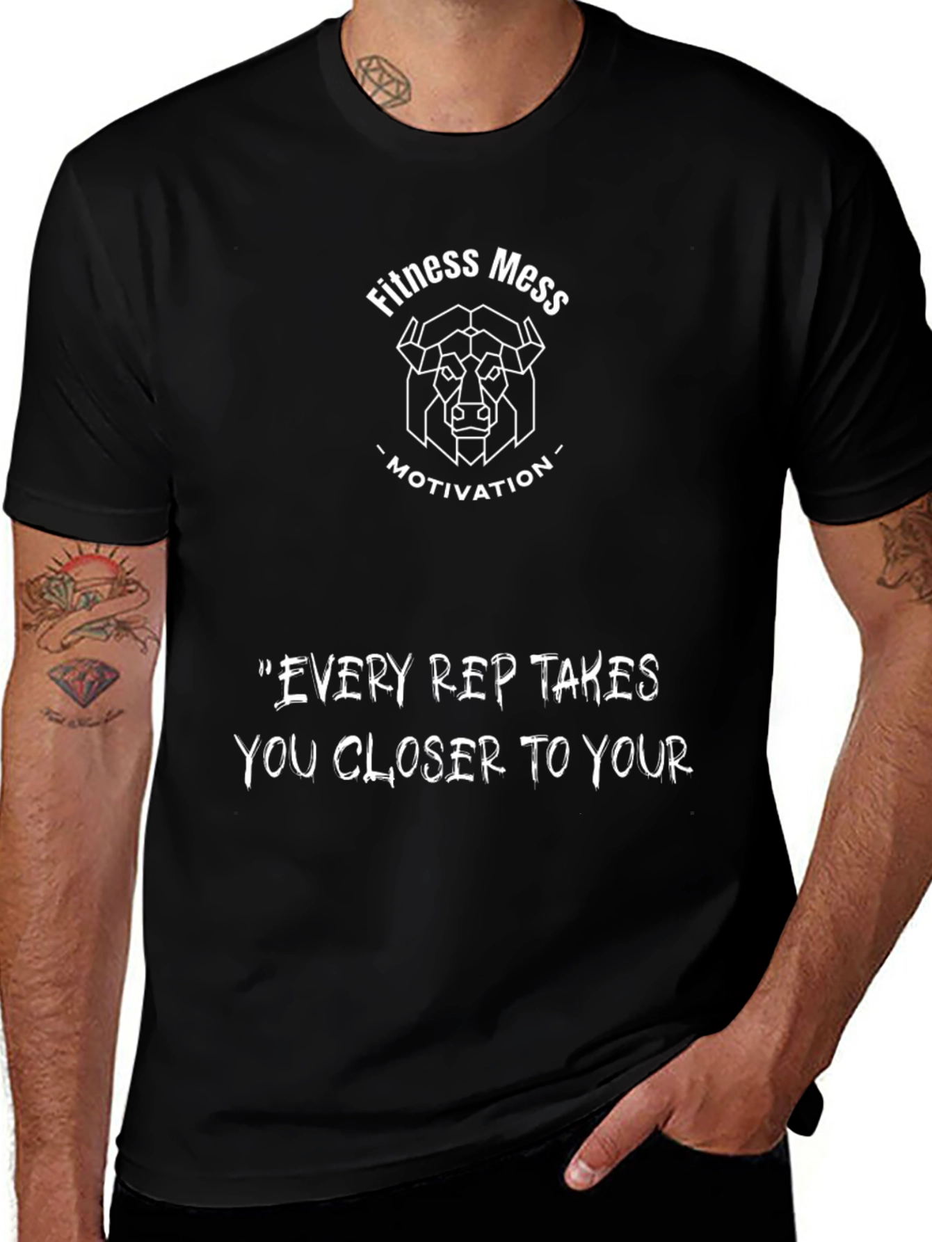 Fitness Mess Motivational Black Graphic T-Shirt