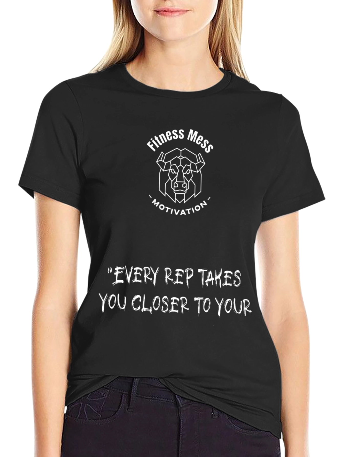 Fitness Mess Motivational Black Graphic T-Shirt