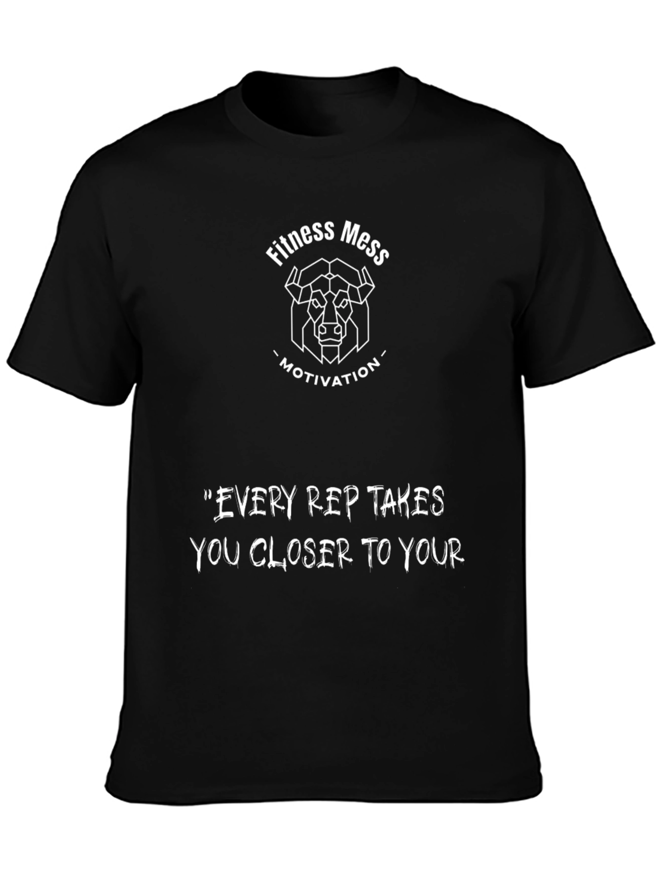 Fitness Mess Motivational Black Graphic T-Shirt