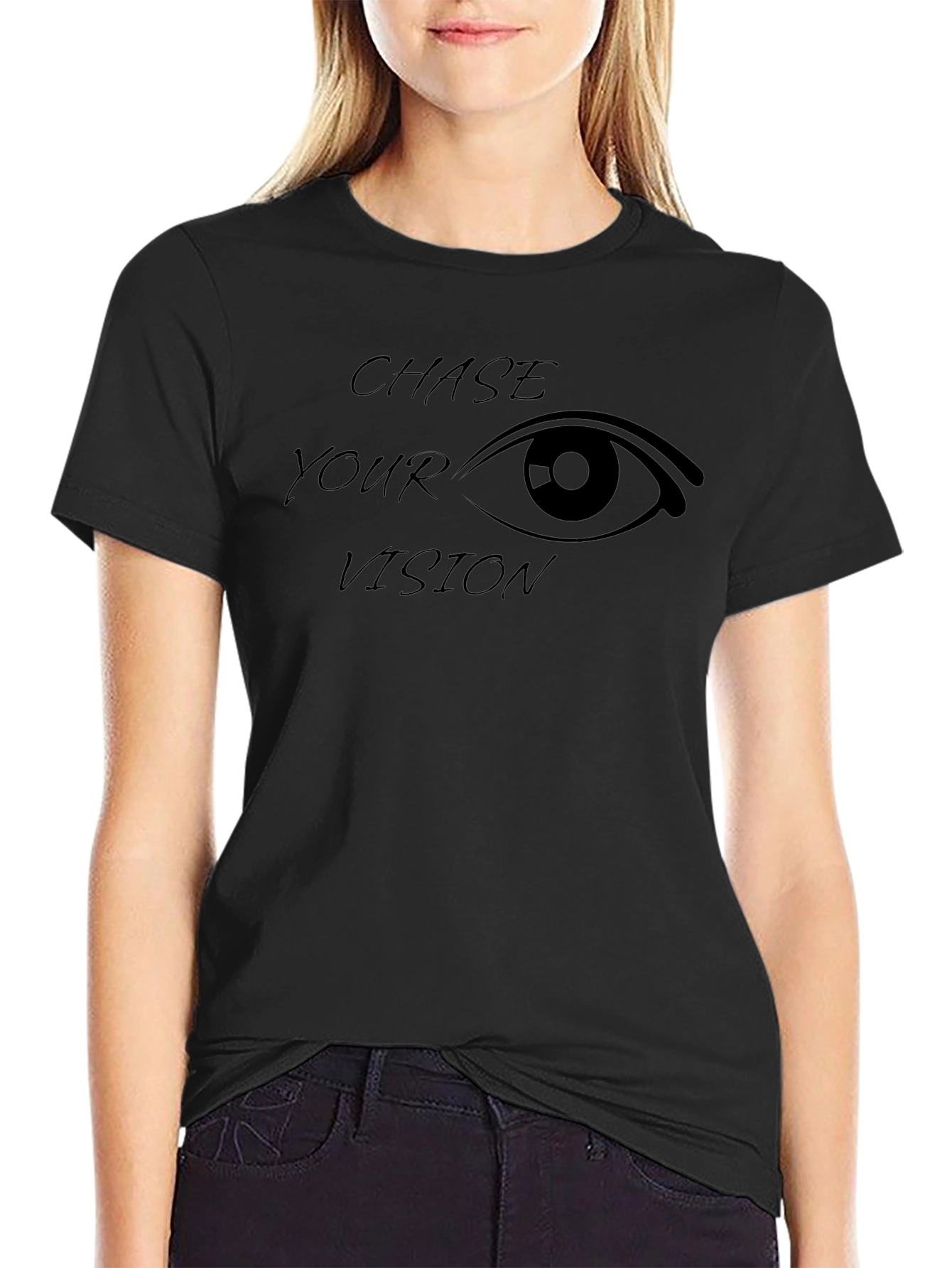 Chase Your Vision Black Graphic T-Shirt