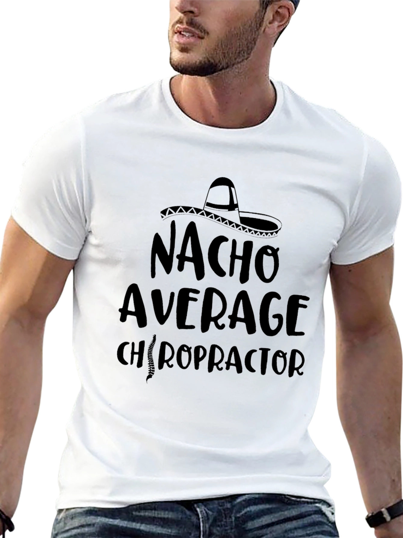 Nacho Average Chiropractor Black Graphic T-Shirt