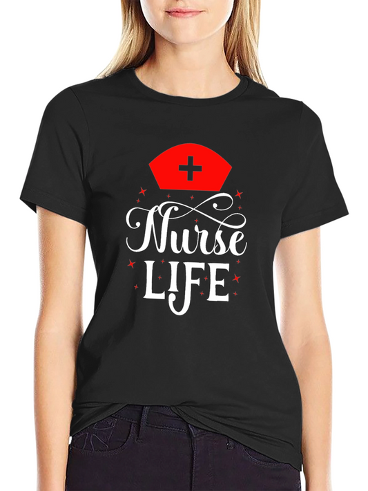 Nurse Life Graphic Tee - Black Cotton T-Shirt
