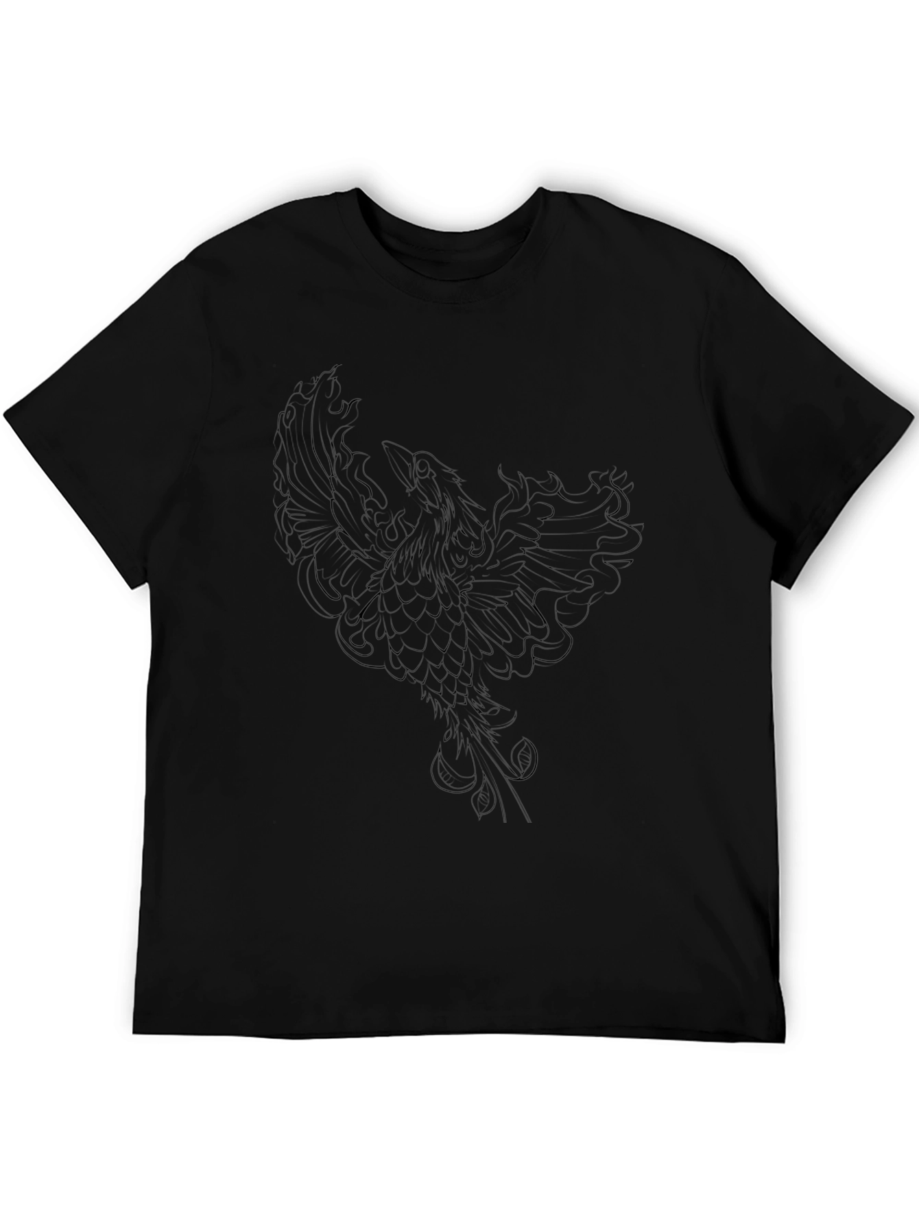 Phoenix Graphic Tee - Classic Black Cotton Blend T-Shirt