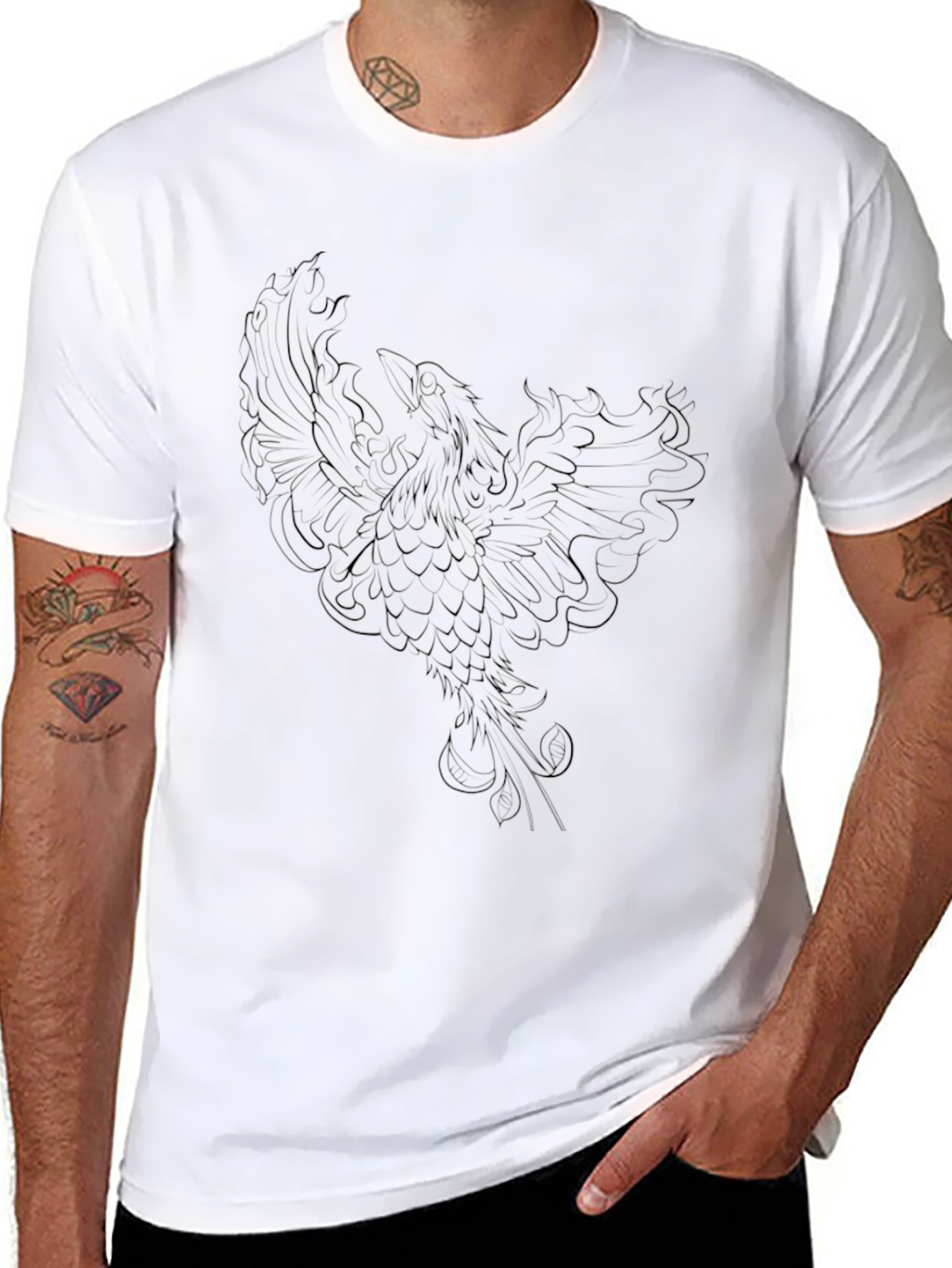 Phoenix Graphic Tee - Classic Black Cotton Blend T-Shirt