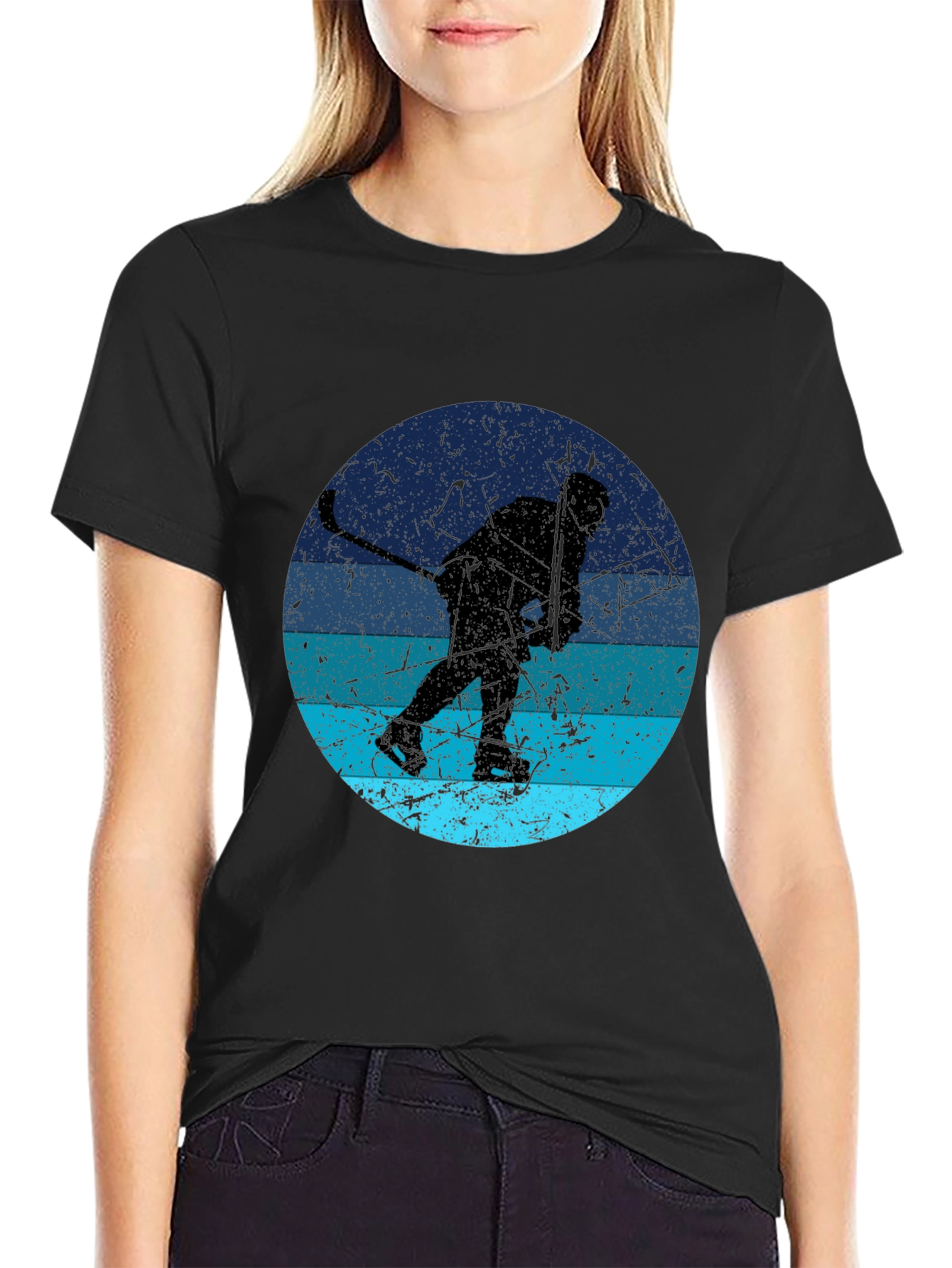 Hockey Player Silhouette Graphic T-Shirt