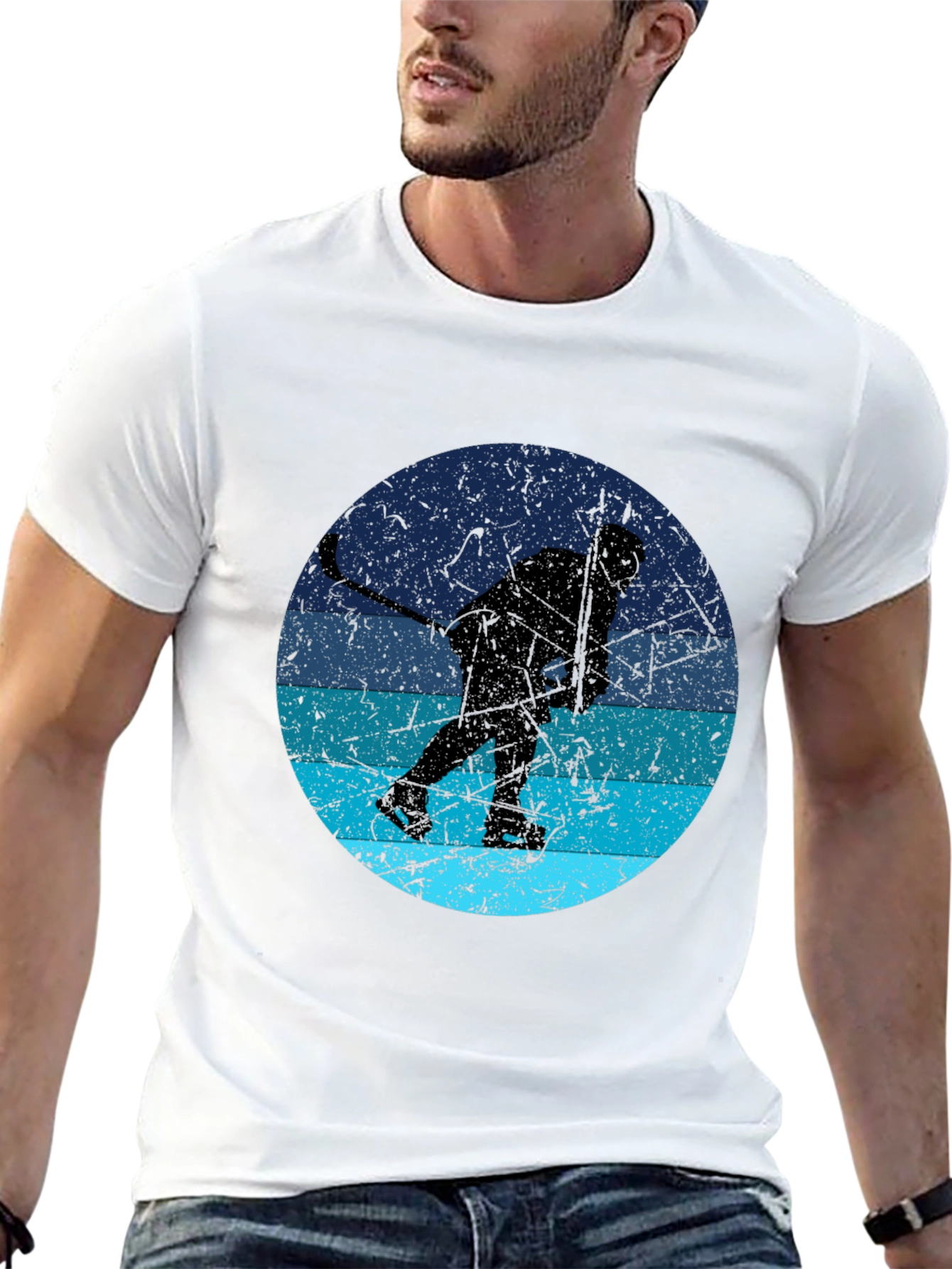Hockey Player Silhouette Graphic T-Shirt