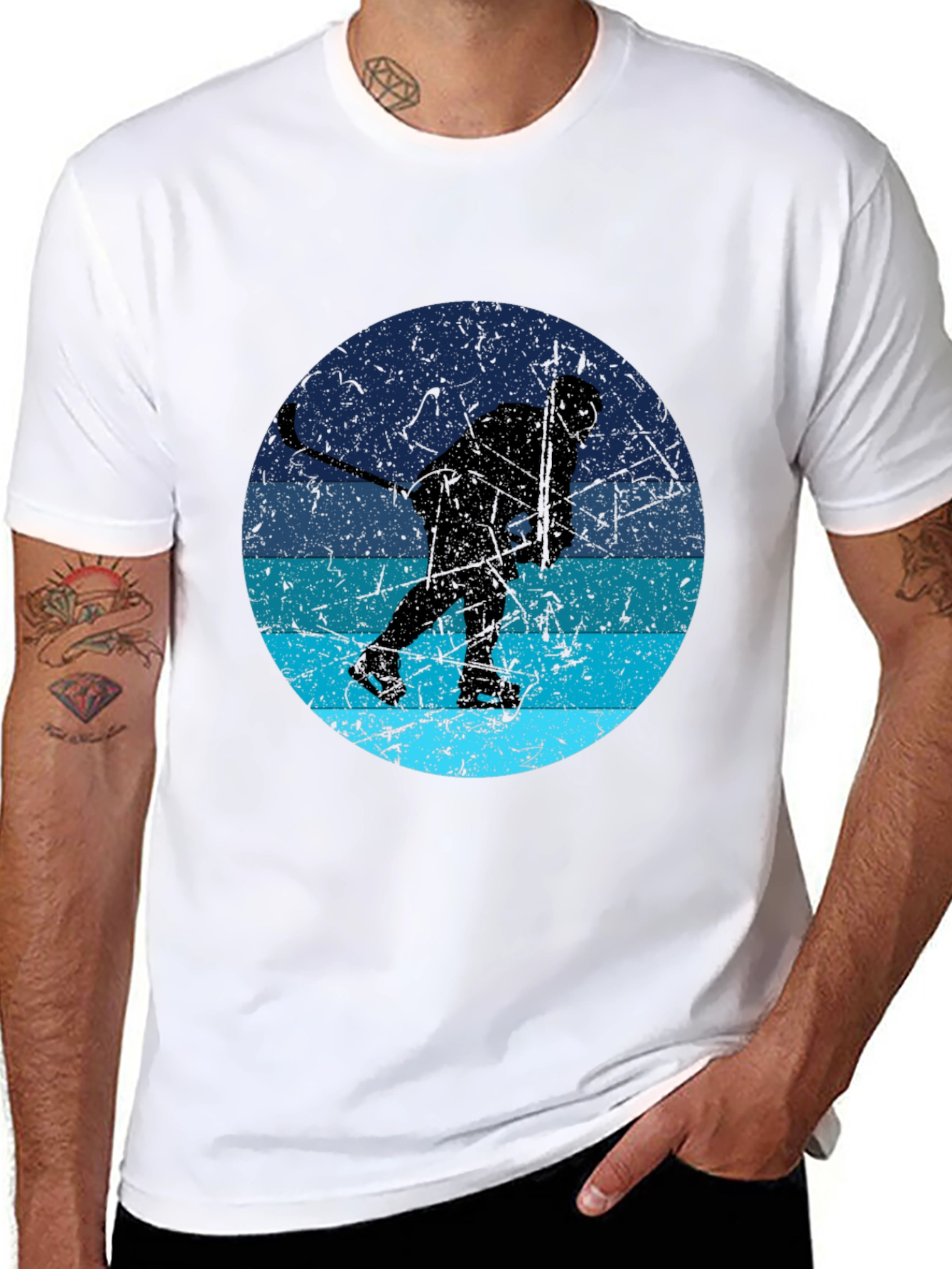 Hockey Player Silhouette Graphic T-Shirt