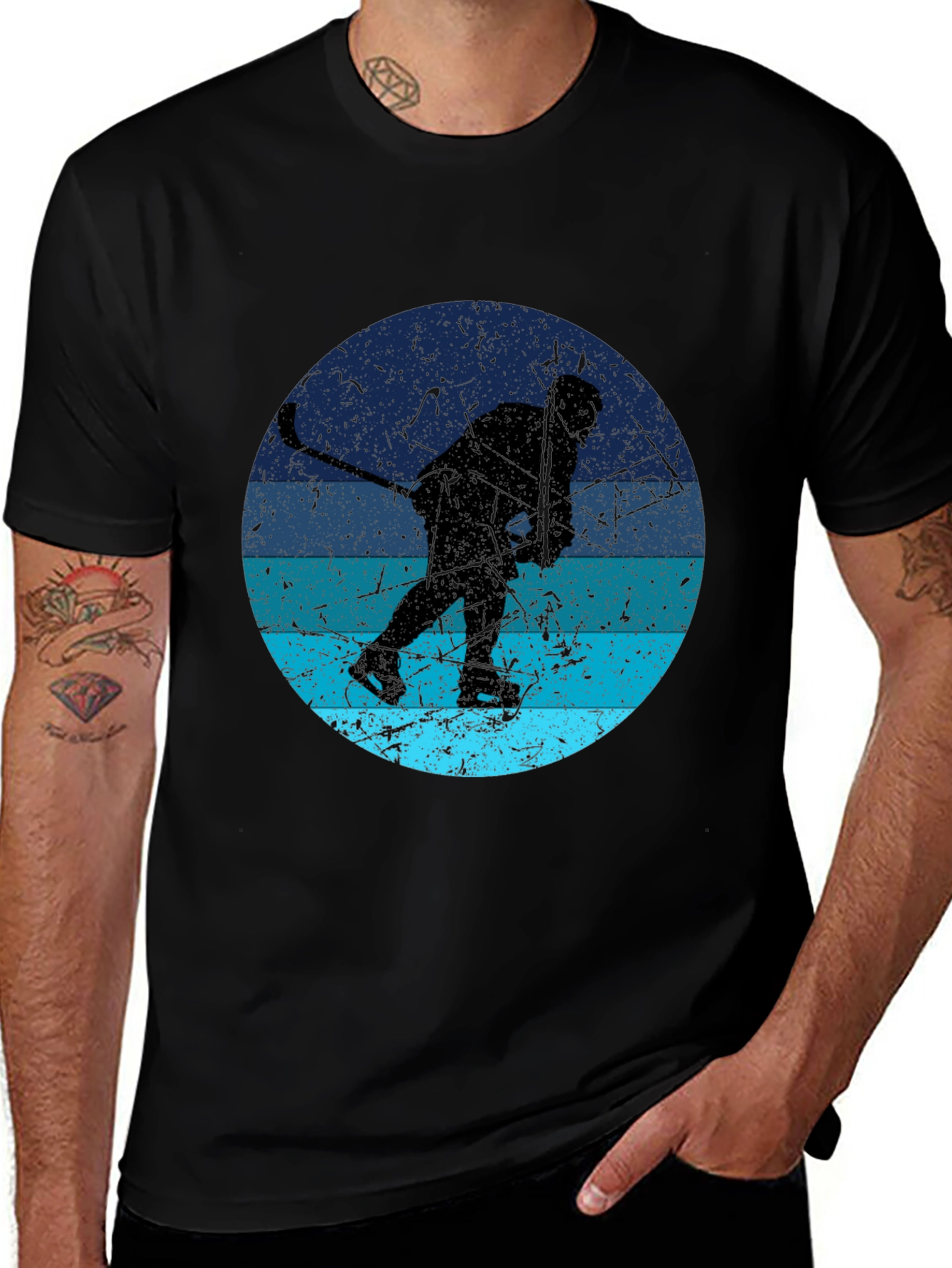 Hockey Player Silhouette Graphic T-Shirt