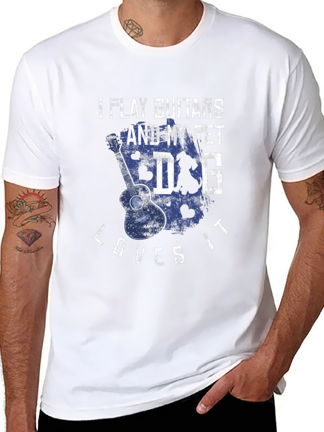 Guitar & Dog Lover T-Shirt - I Play Guitars