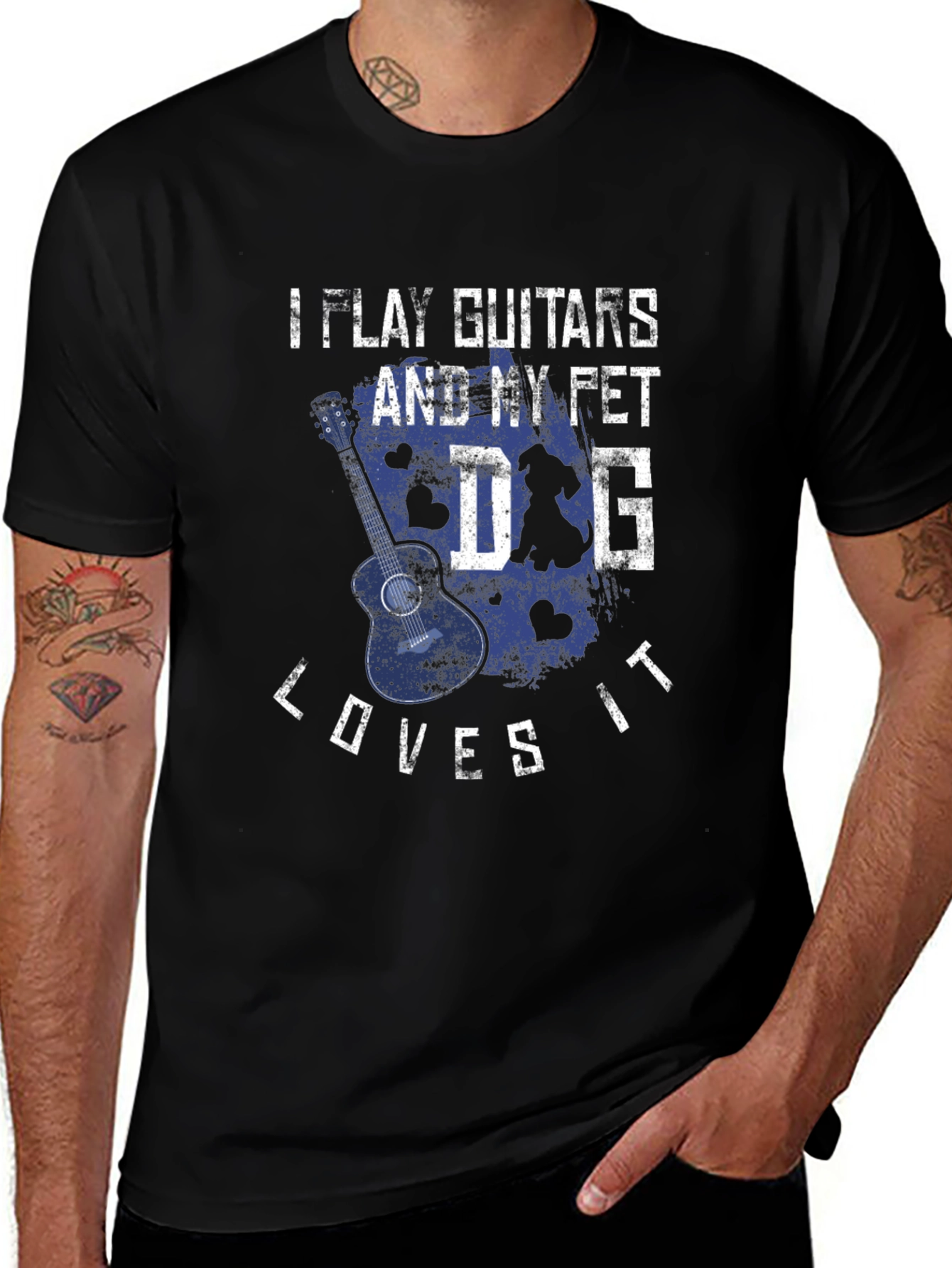 Guitar & Dog Lover T-Shirt - I Play Guitars