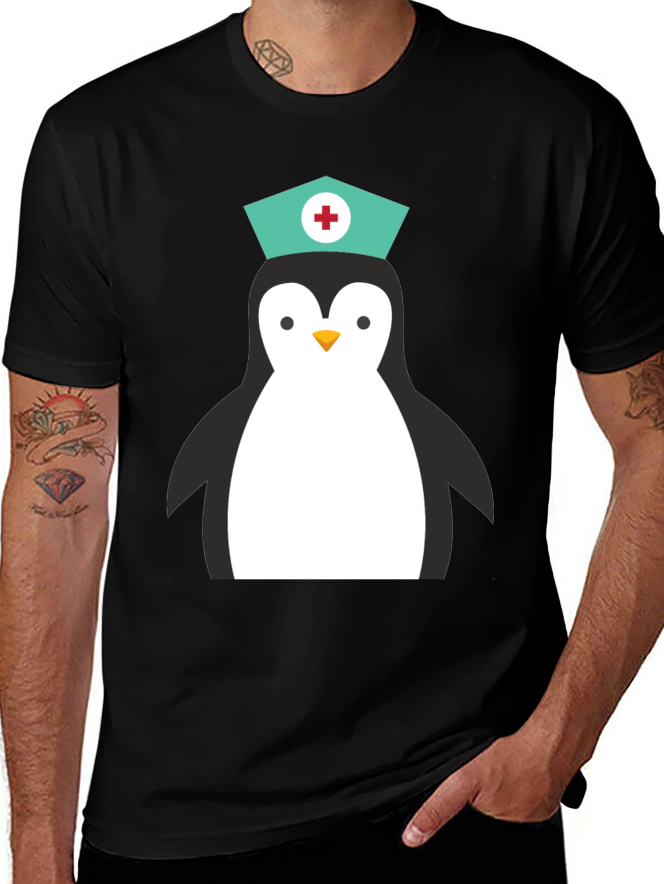 Nurse Penguin Graphic T-Shirt