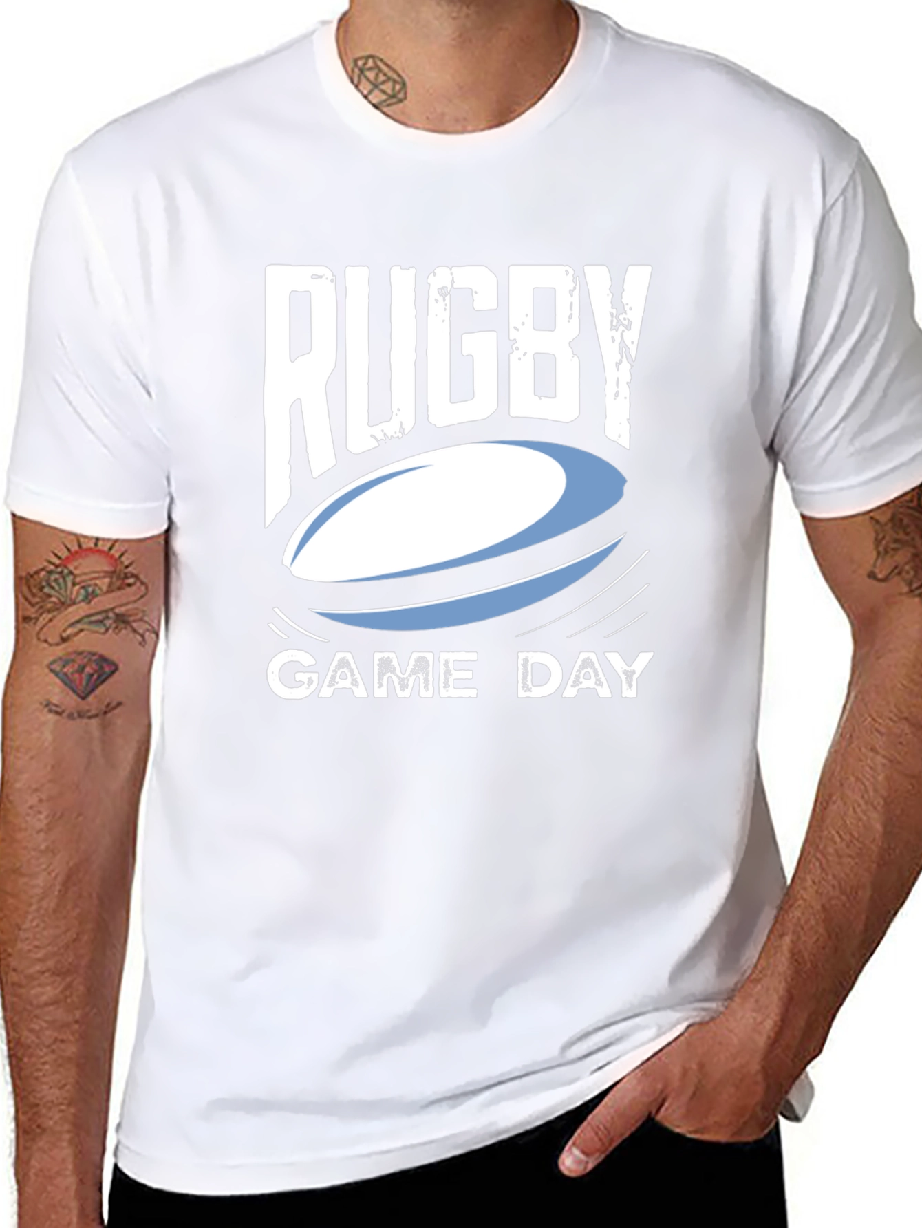 Rugby Game Day Black Graphic T-Shirt