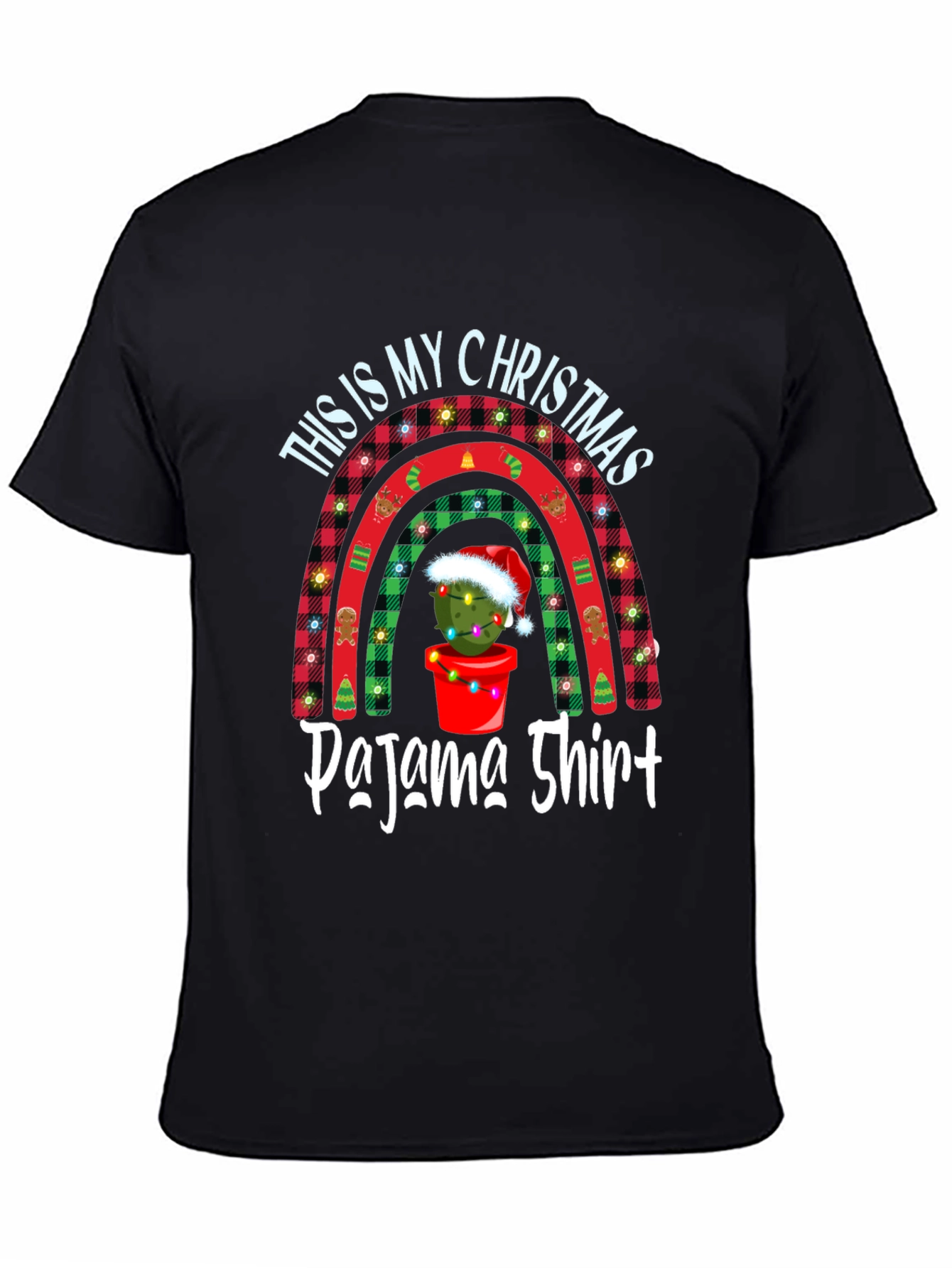 Christmas Pajama Shirt Tee - Cactus Rainbow Holiday Top