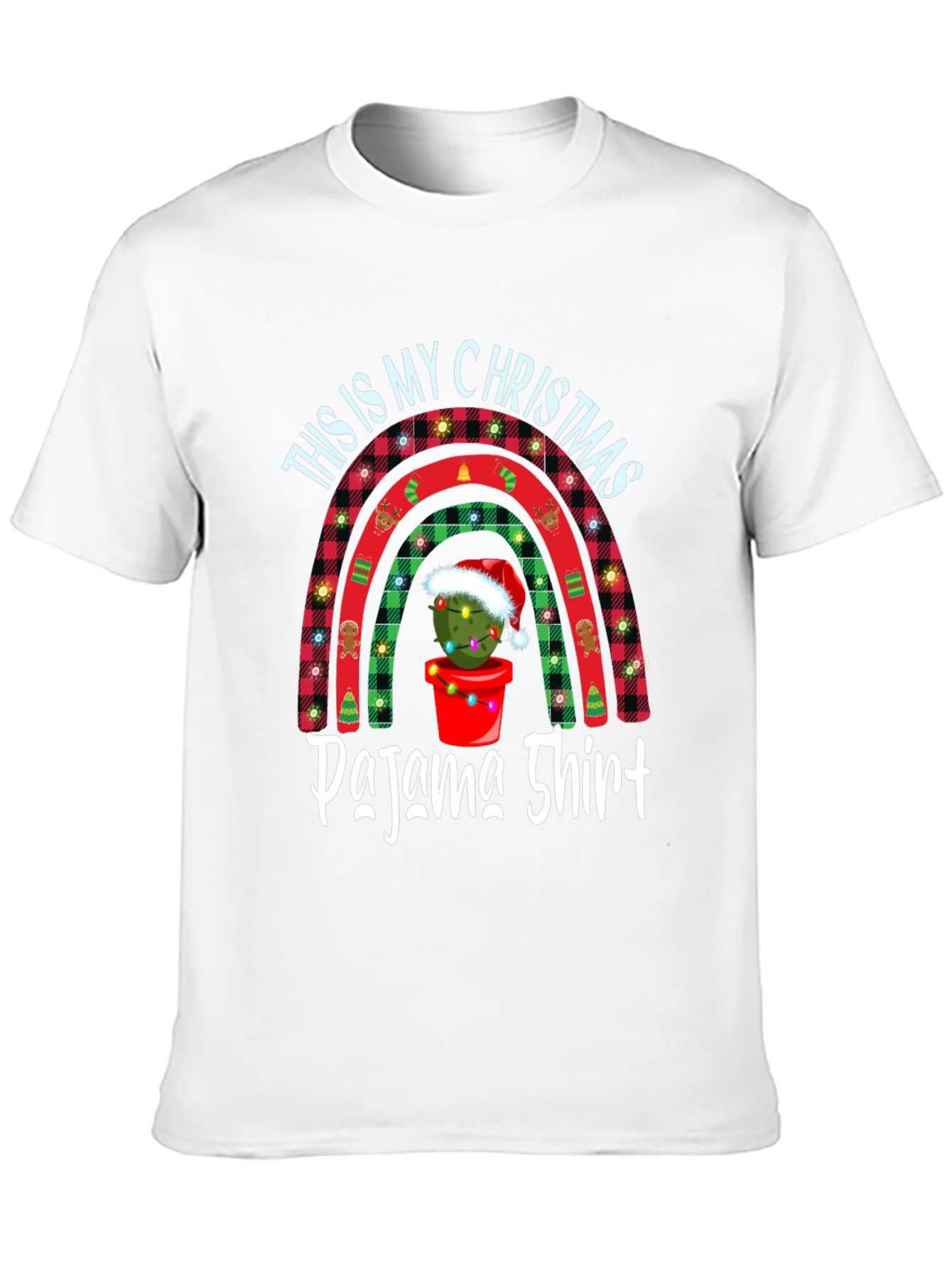 Christmas Pajama Shirt Tee - Cactus Rainbow Holiday Top