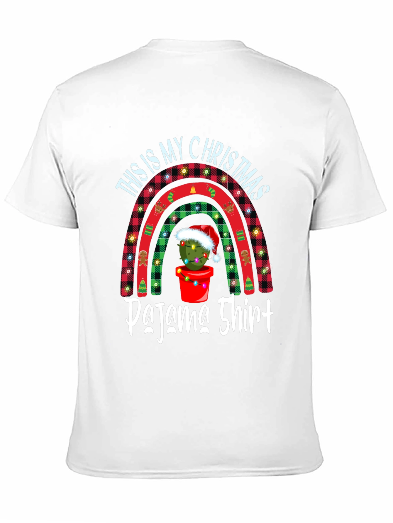 Christmas Pajama Shirt Tee - Cactus Rainbow Holiday Top