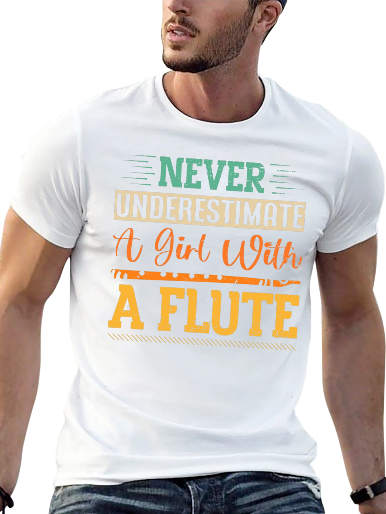 Never Underestimate a Girl with a Flute T-Shirt