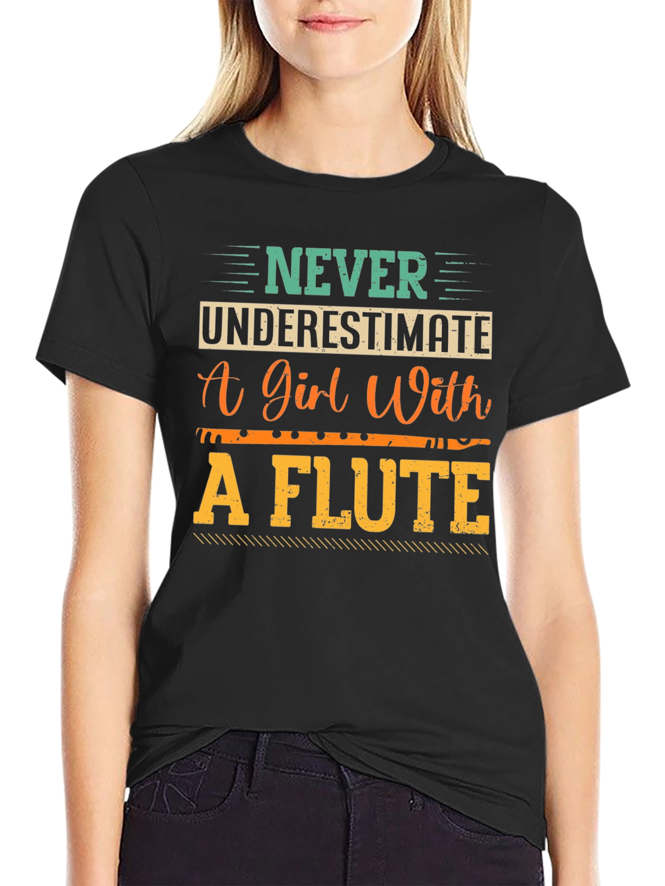 Never Underestimate a Girl with a Flute T-Shirt