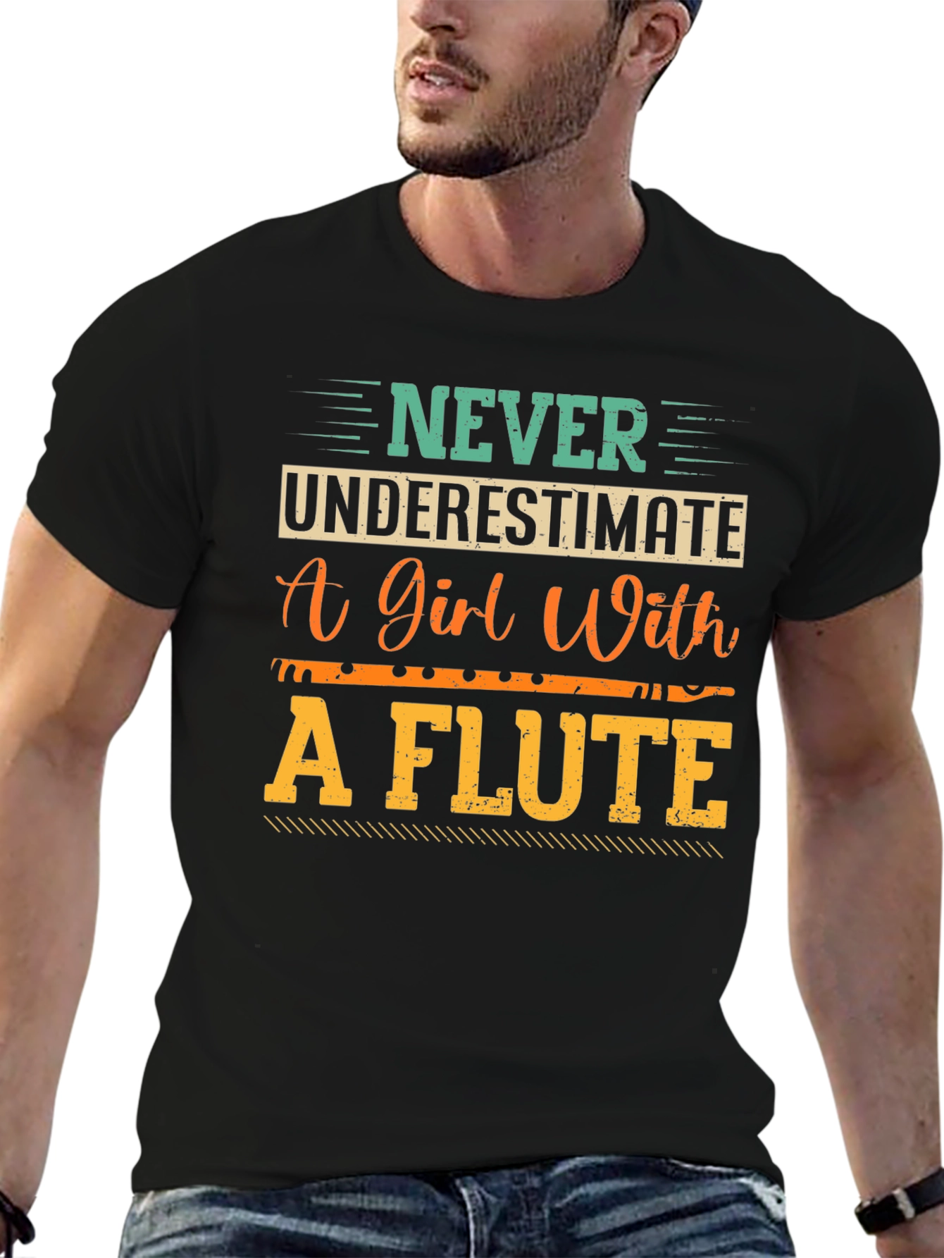 Never Underestimate a Girl with a Flute T-Shirt