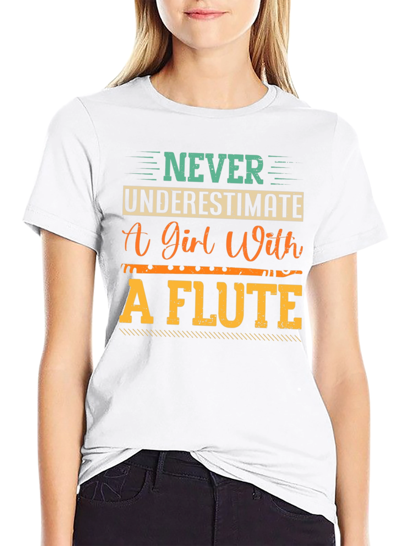 Never Underestimate a Girl with a Flute T-Shirt