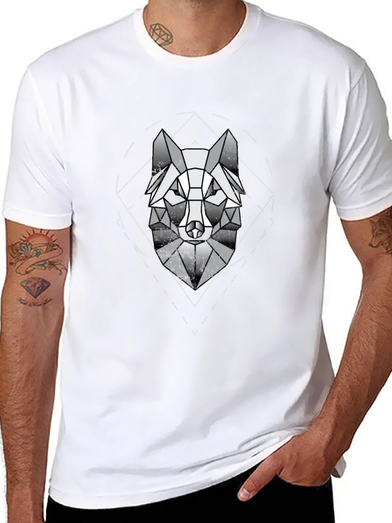 Geometric Wolf Graphic Tee - Modern Menswear