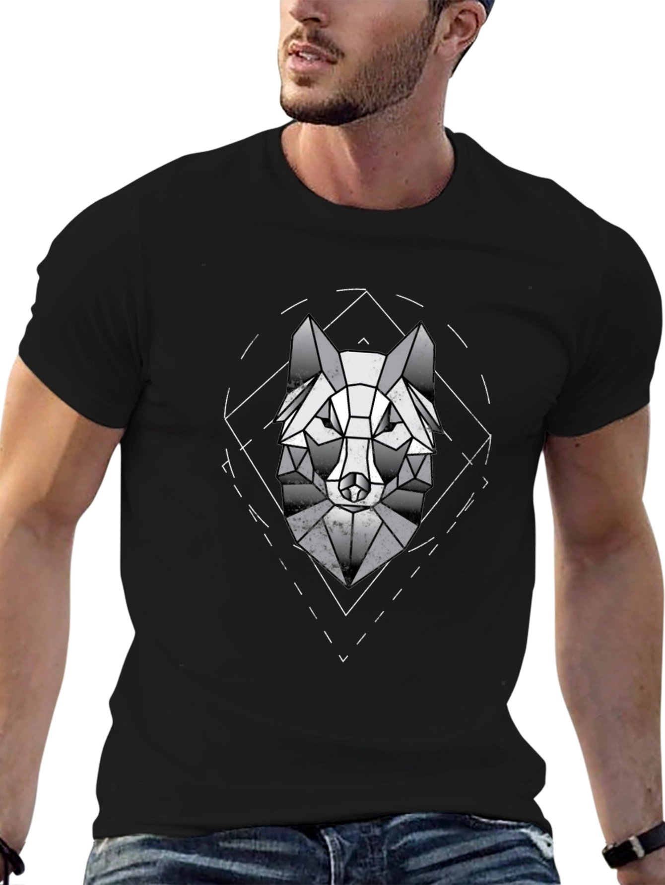 Geometric Wolf Graphic Tee - Modern Menswear