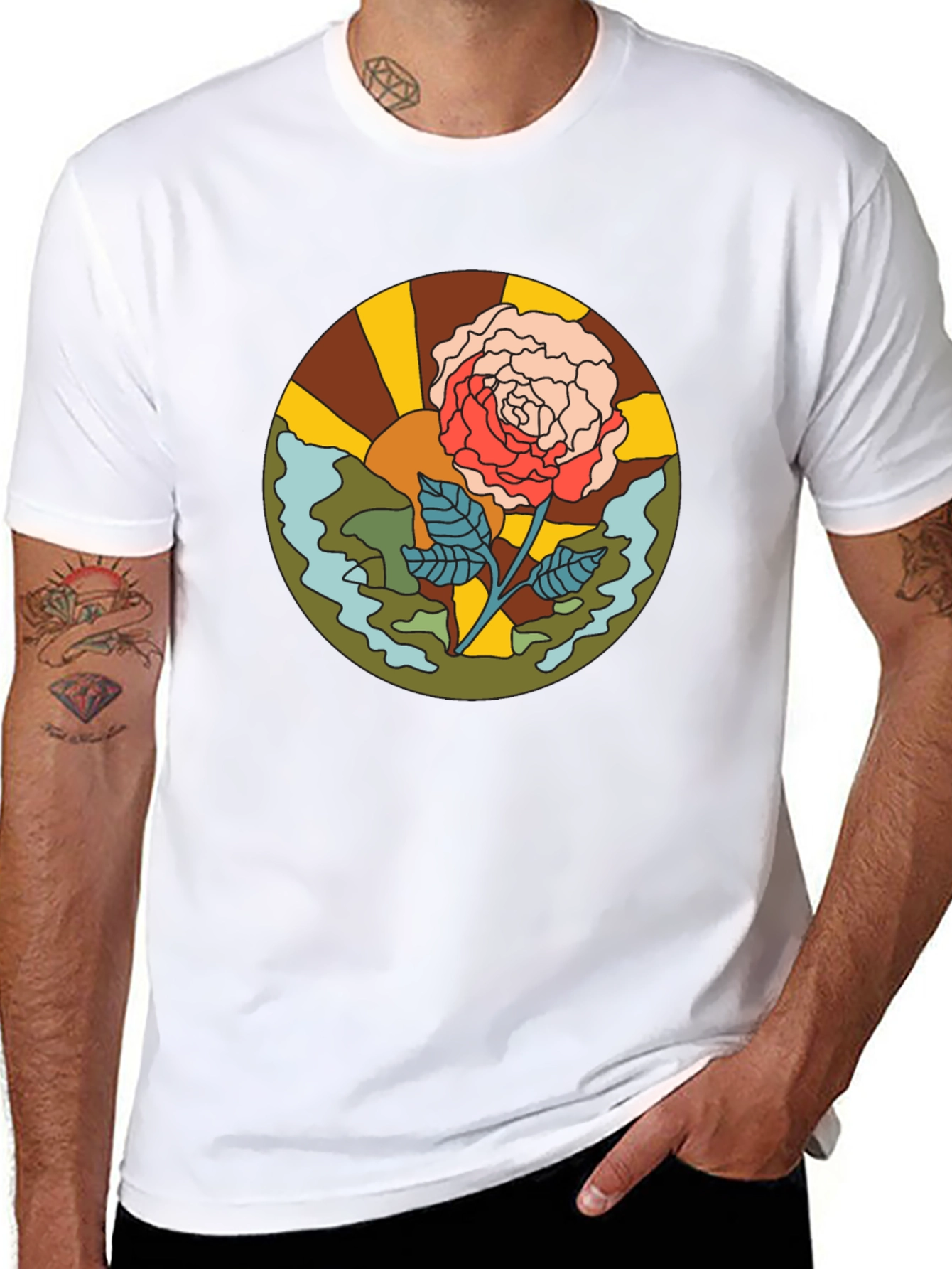 Retro Rose Graphic T-Shirt - Black