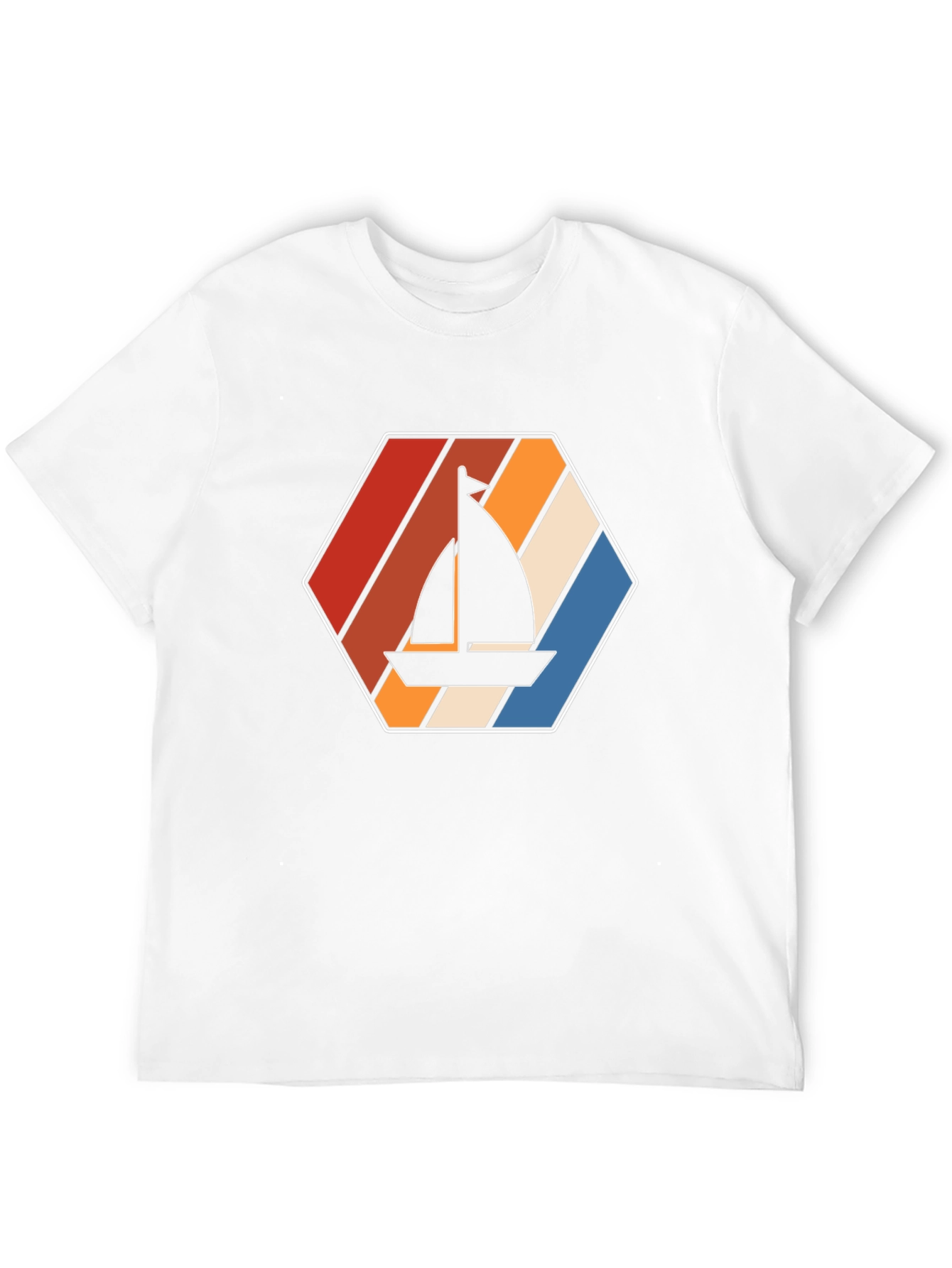 Retro Sailboat Graphic Tee - Black Cotton T-Shirt