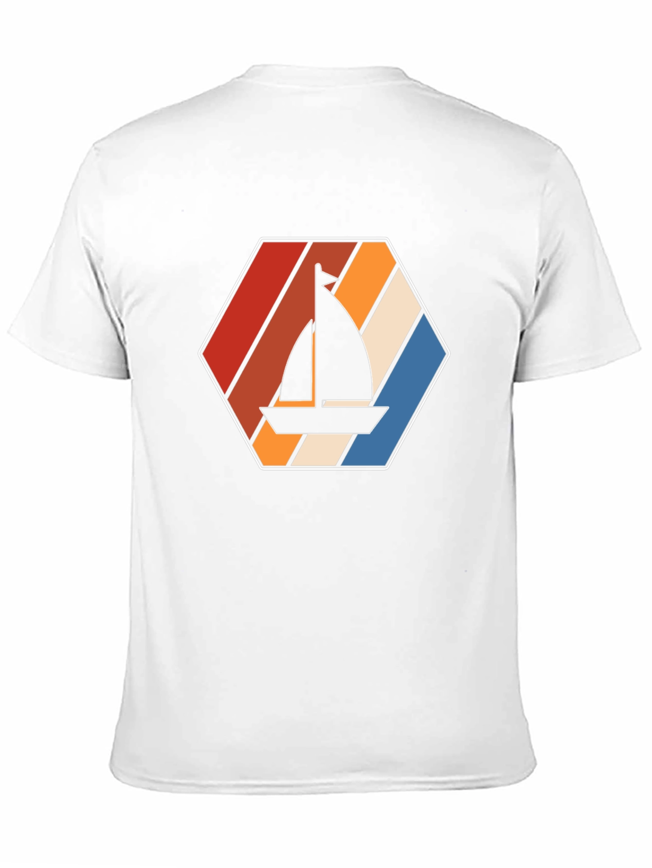 Retro Sailboat Graphic Tee - Black Cotton T-Shirt