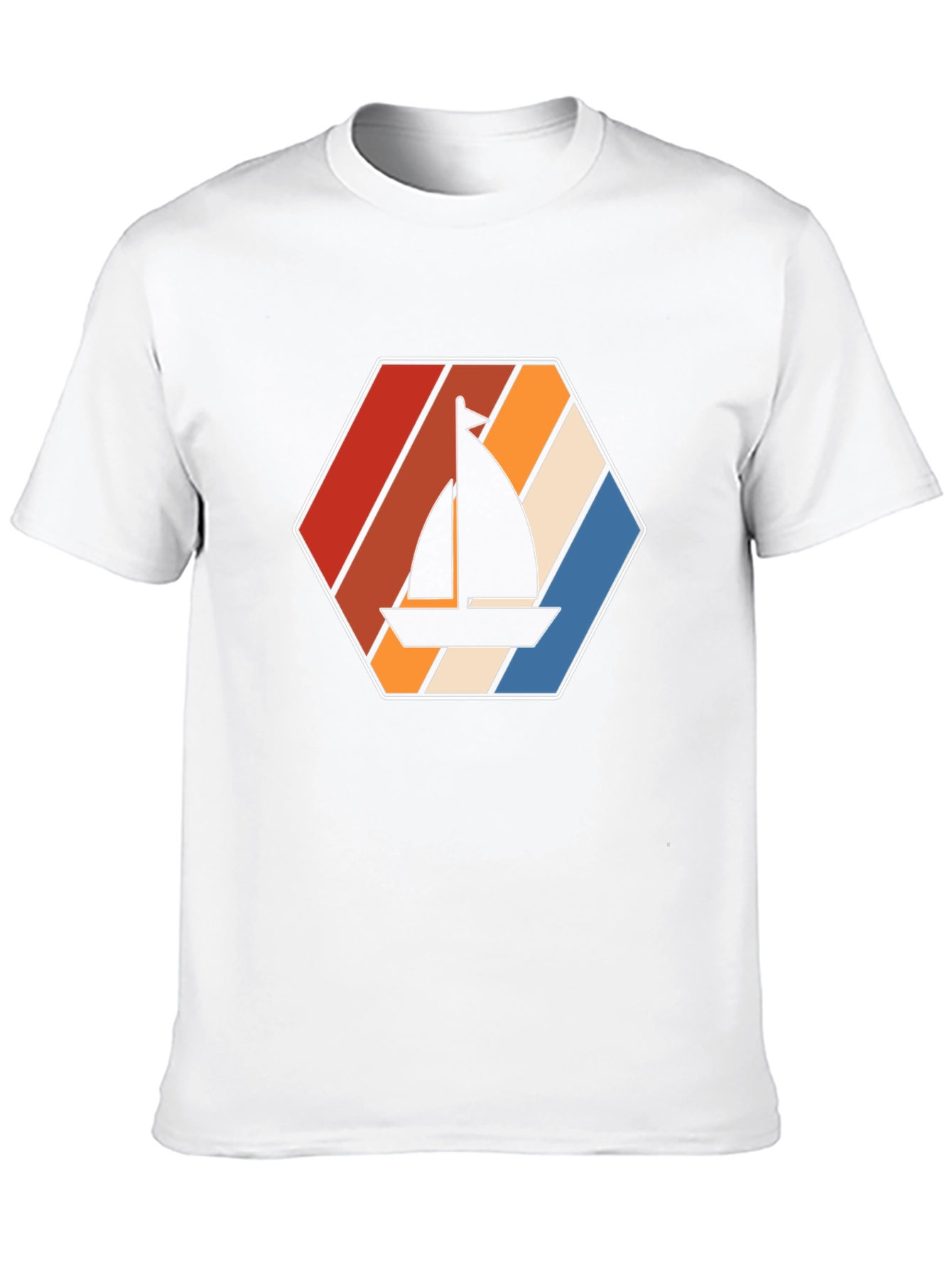 Retro Sailboat Graphic Tee - Black Cotton T-Shirt