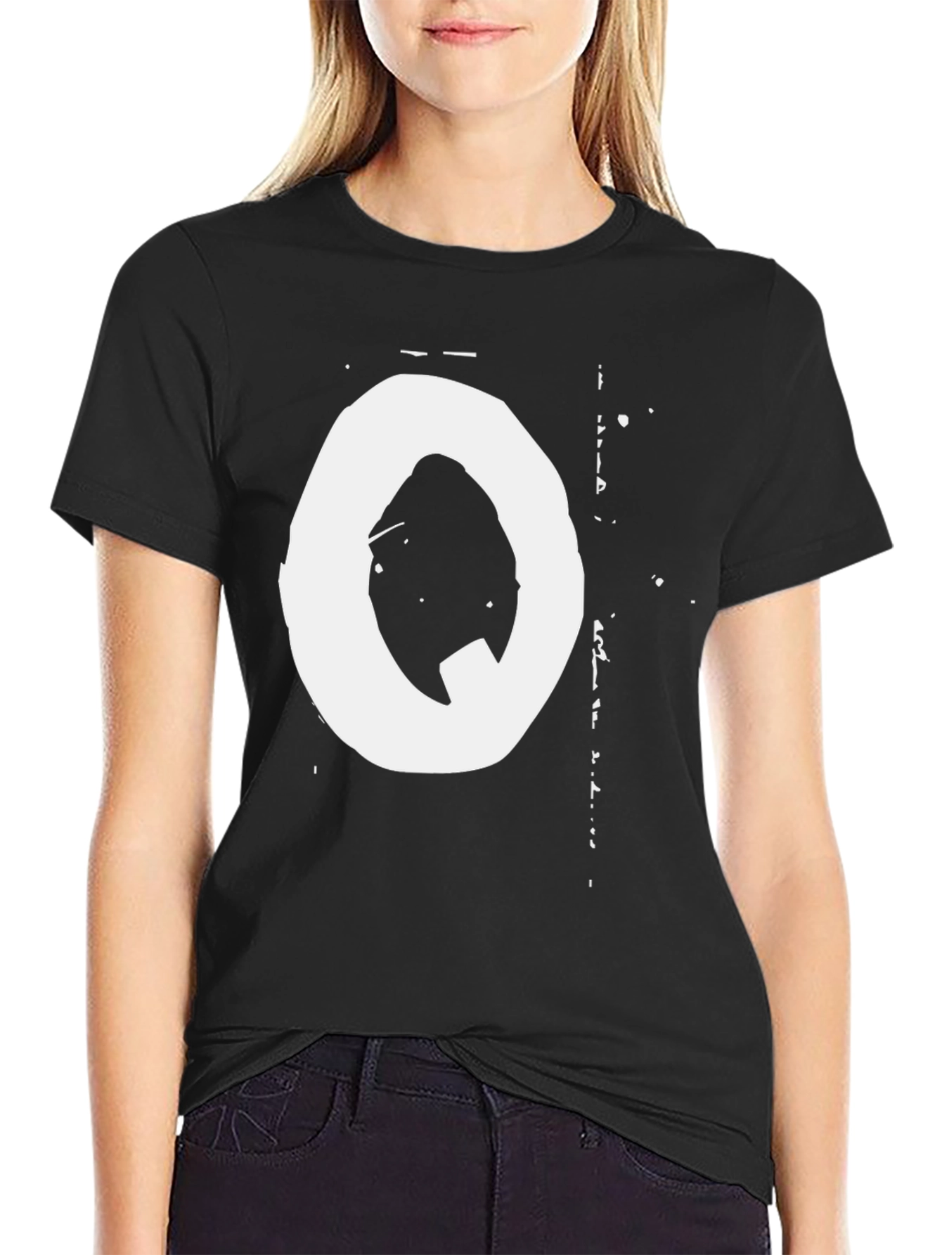 Abstract O Graphic Print T-Shirt - Black