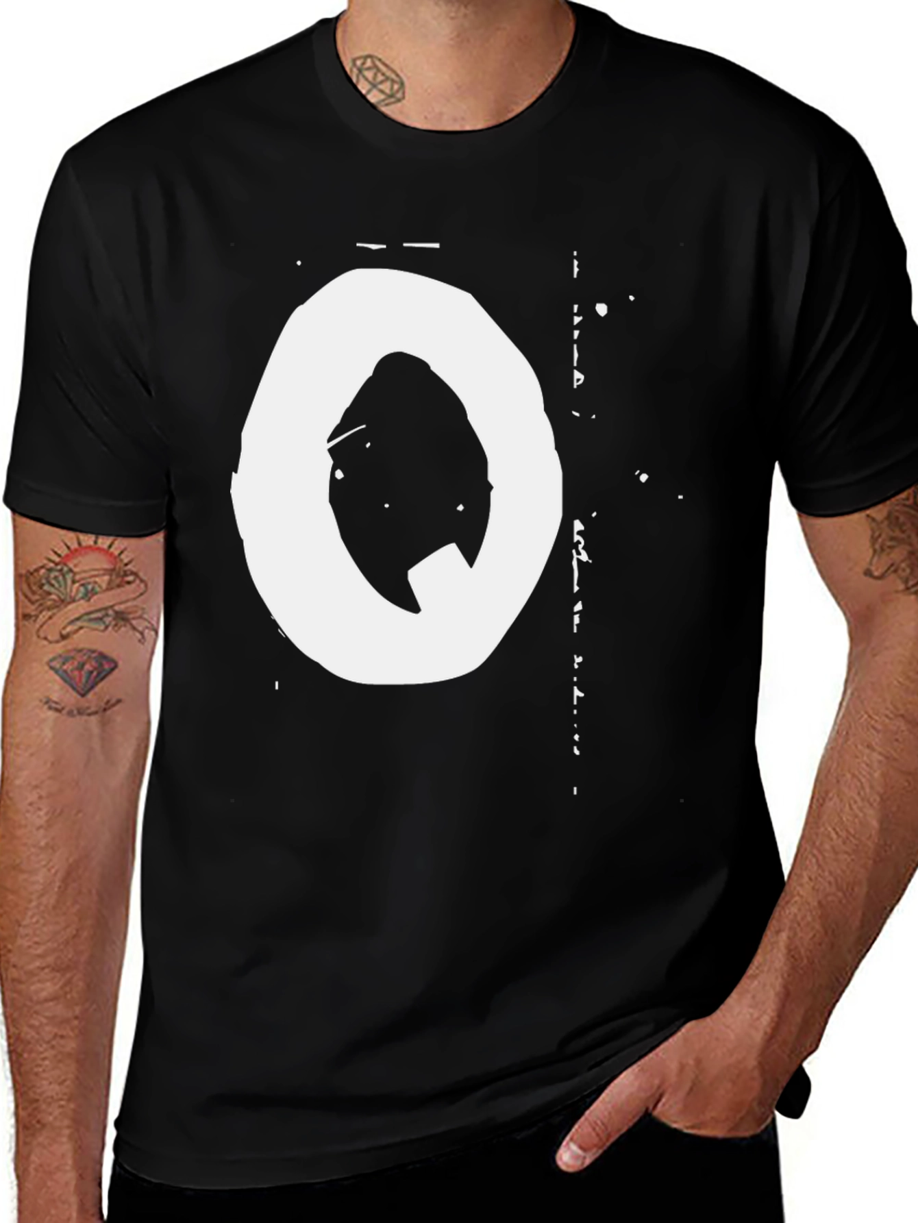 Abstract O Graphic Print T-Shirt - Black