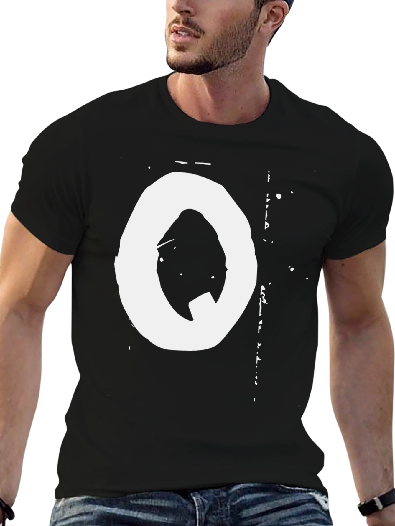 Abstract O Graphic Print T-Shirt - Black