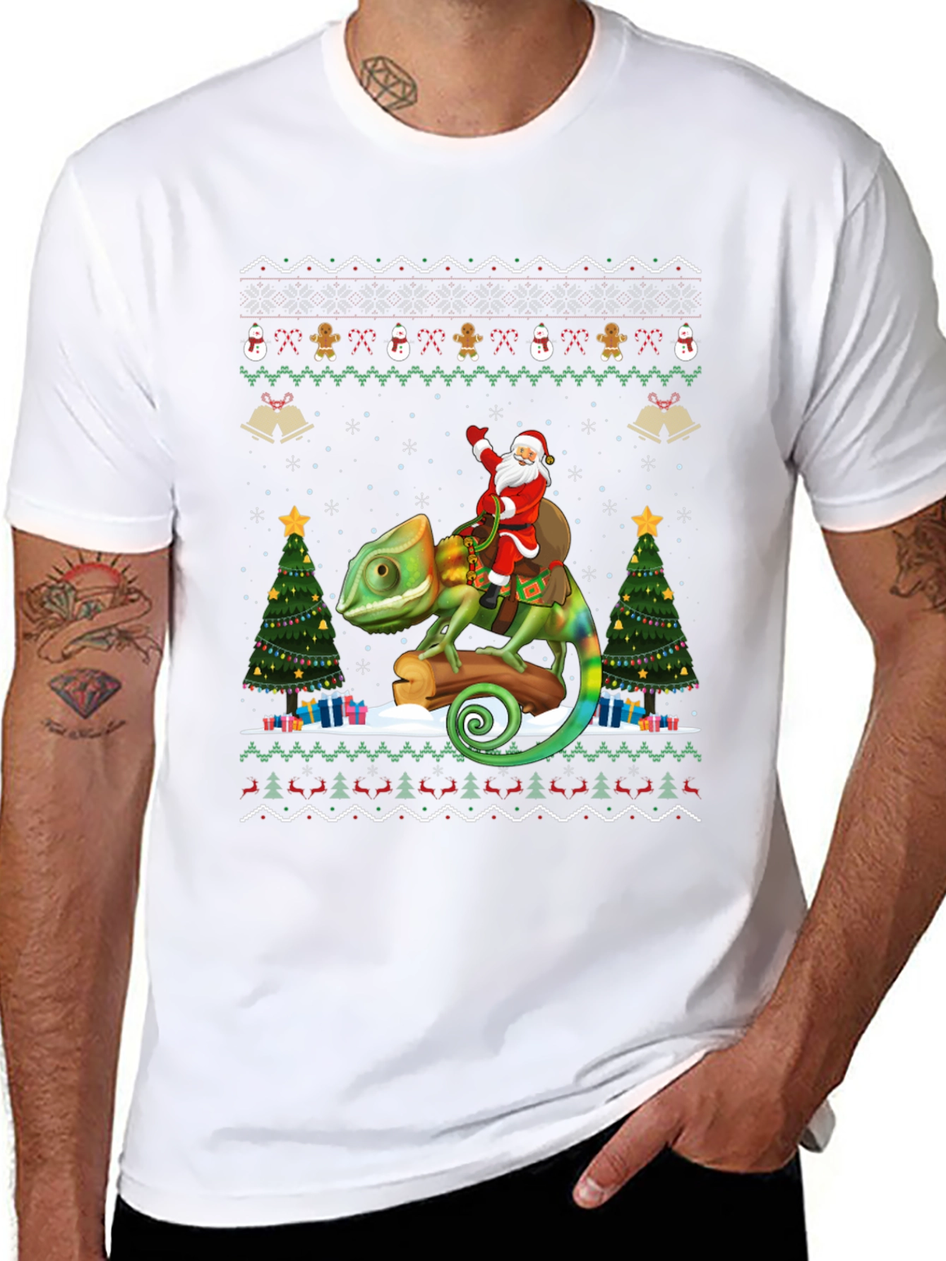 Chameleon Santa Christmas Tee