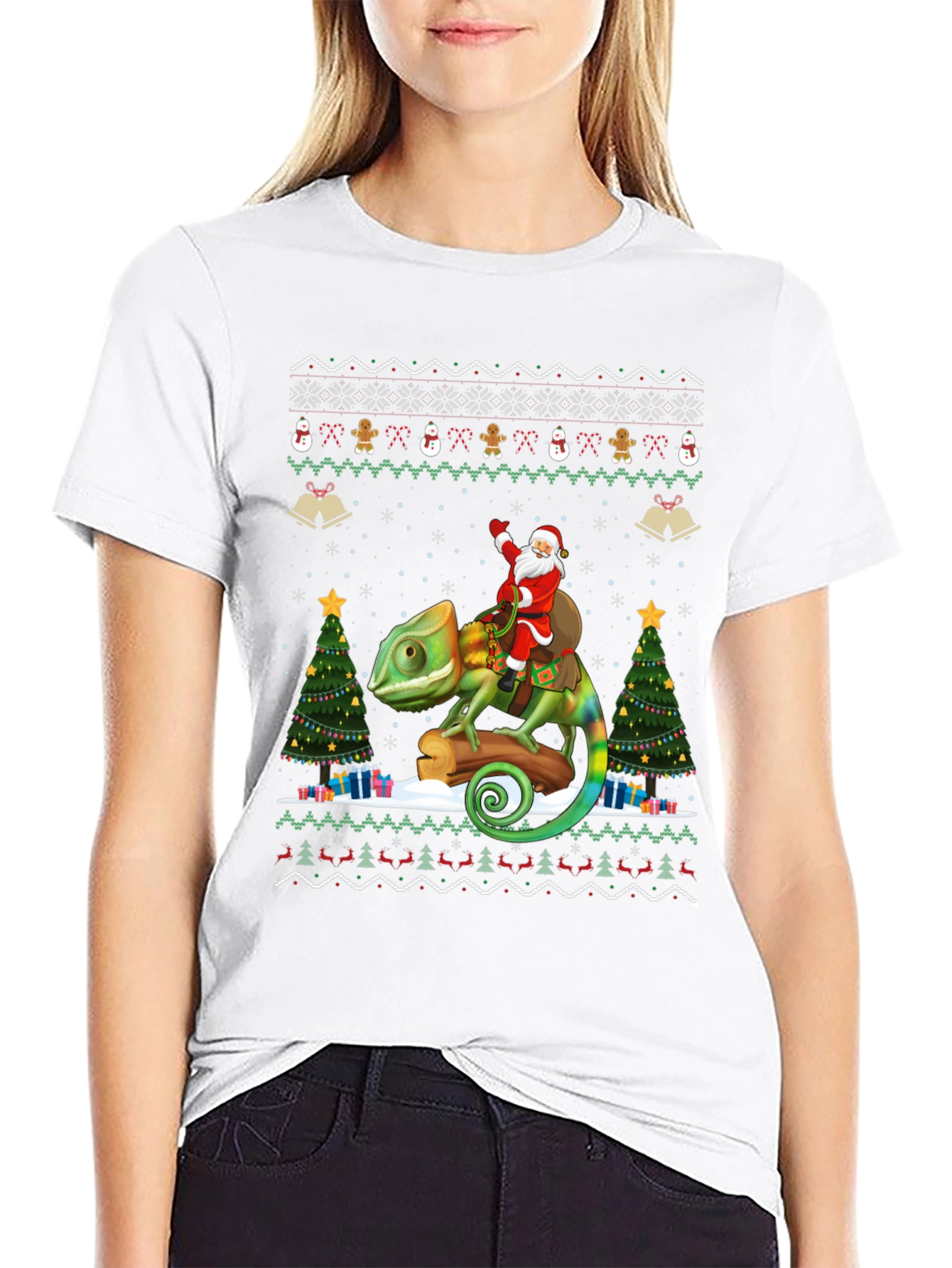 Chameleon Santa Christmas Tee