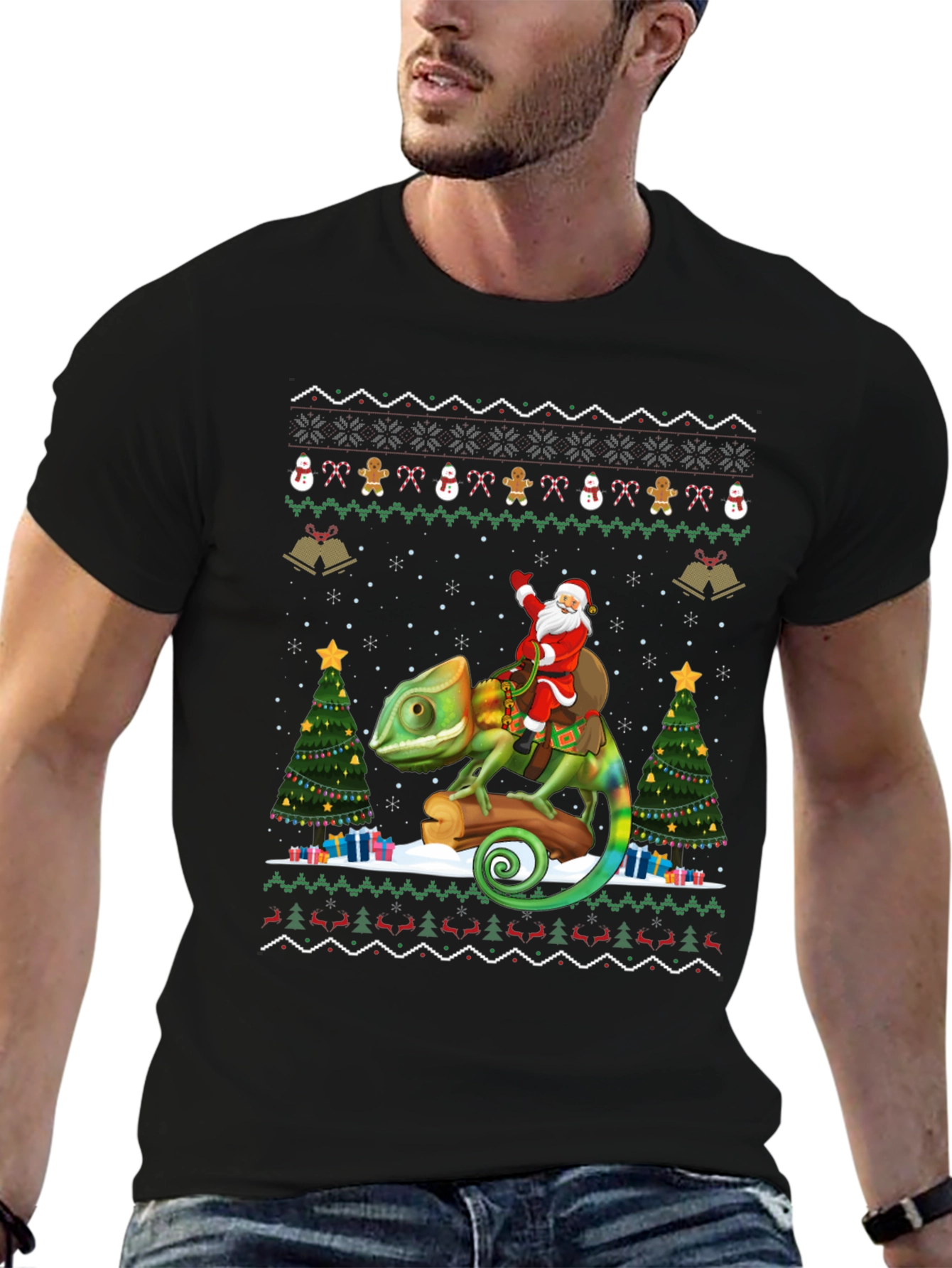 Chameleon Santa Christmas Tee