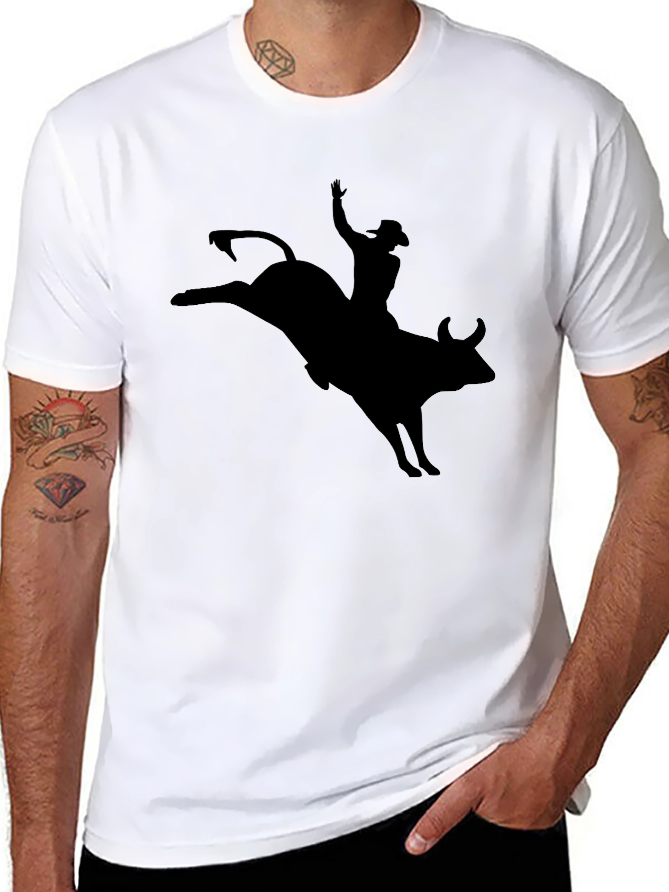 Rodeo Rider Silhouette Graphic T-Shirt - Classic Black Tee