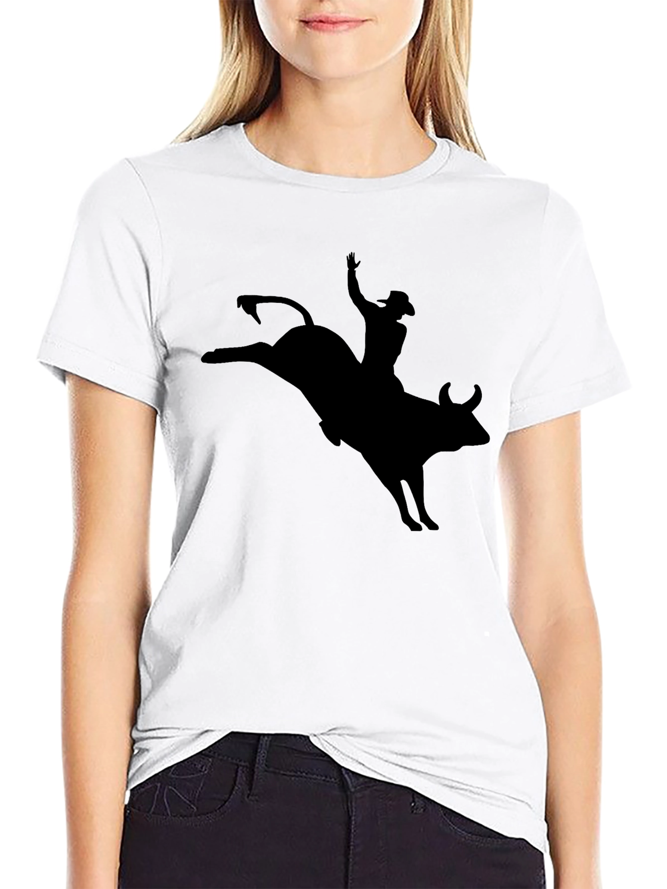 Rodeo Rider Silhouette Graphic T-Shirt - Classic Black Tee