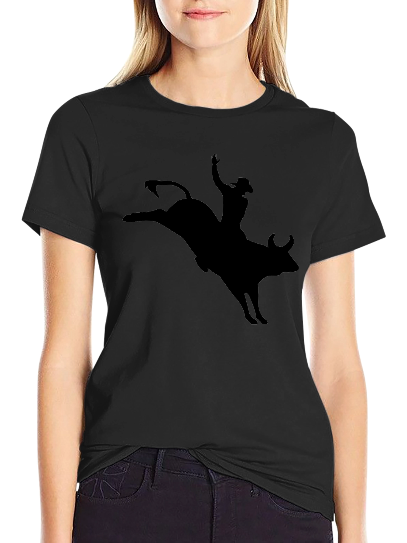 Rodeo Rider Silhouette Graphic T-Shirt - Classic Black Tee