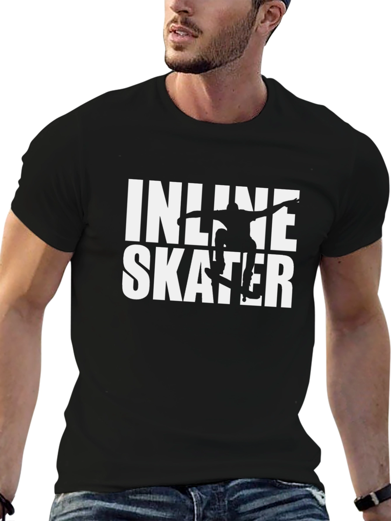 Inline Skater Graphic Tee - Black Cotton T-Shirt