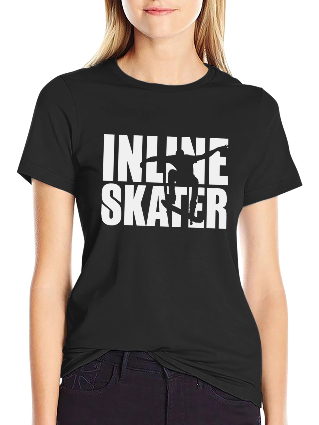 Inline Skater Graphic Tee - Black Cotton T-Shirt